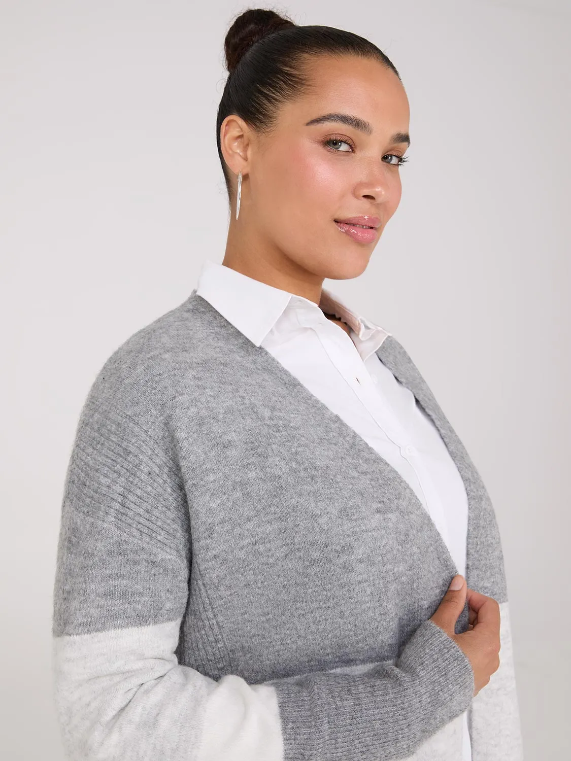 Colour Block Duster With Side Slits
