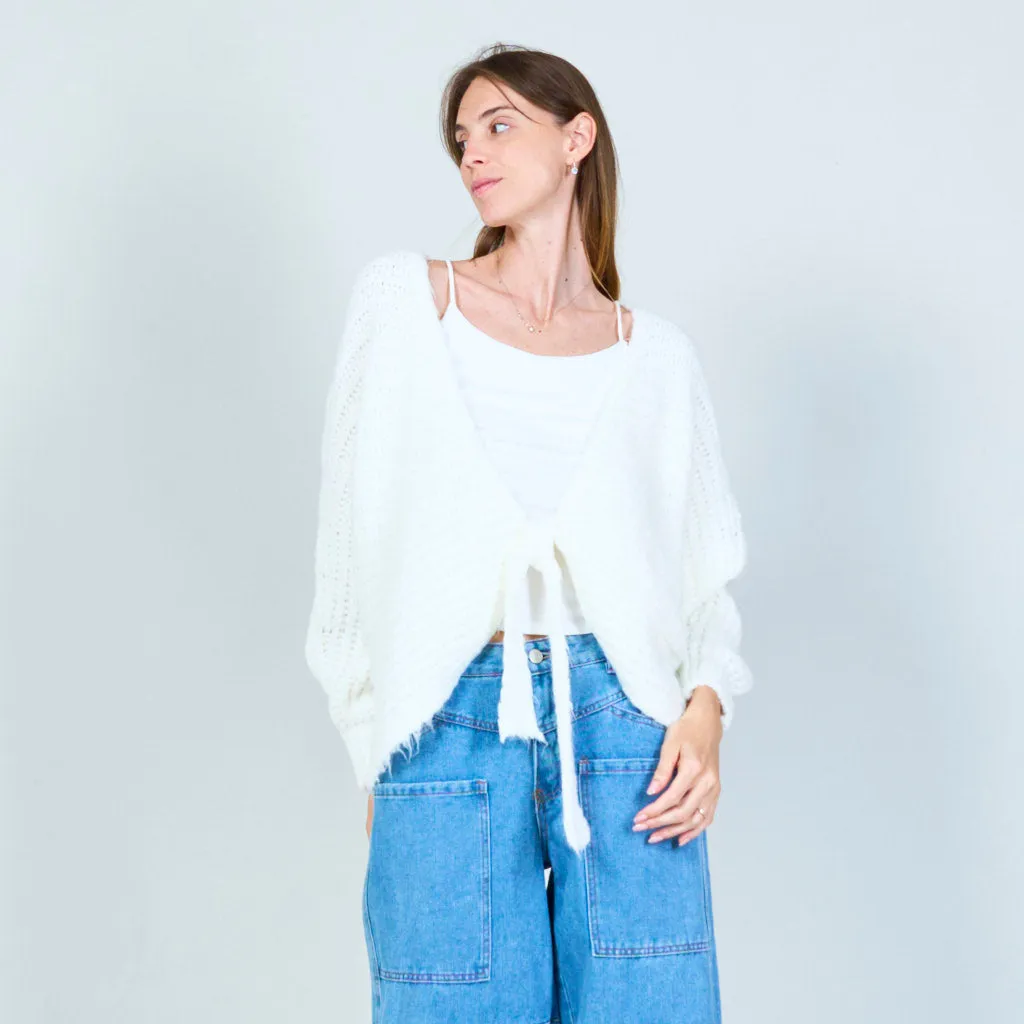 Cozy tie-front cardigan wholesale
