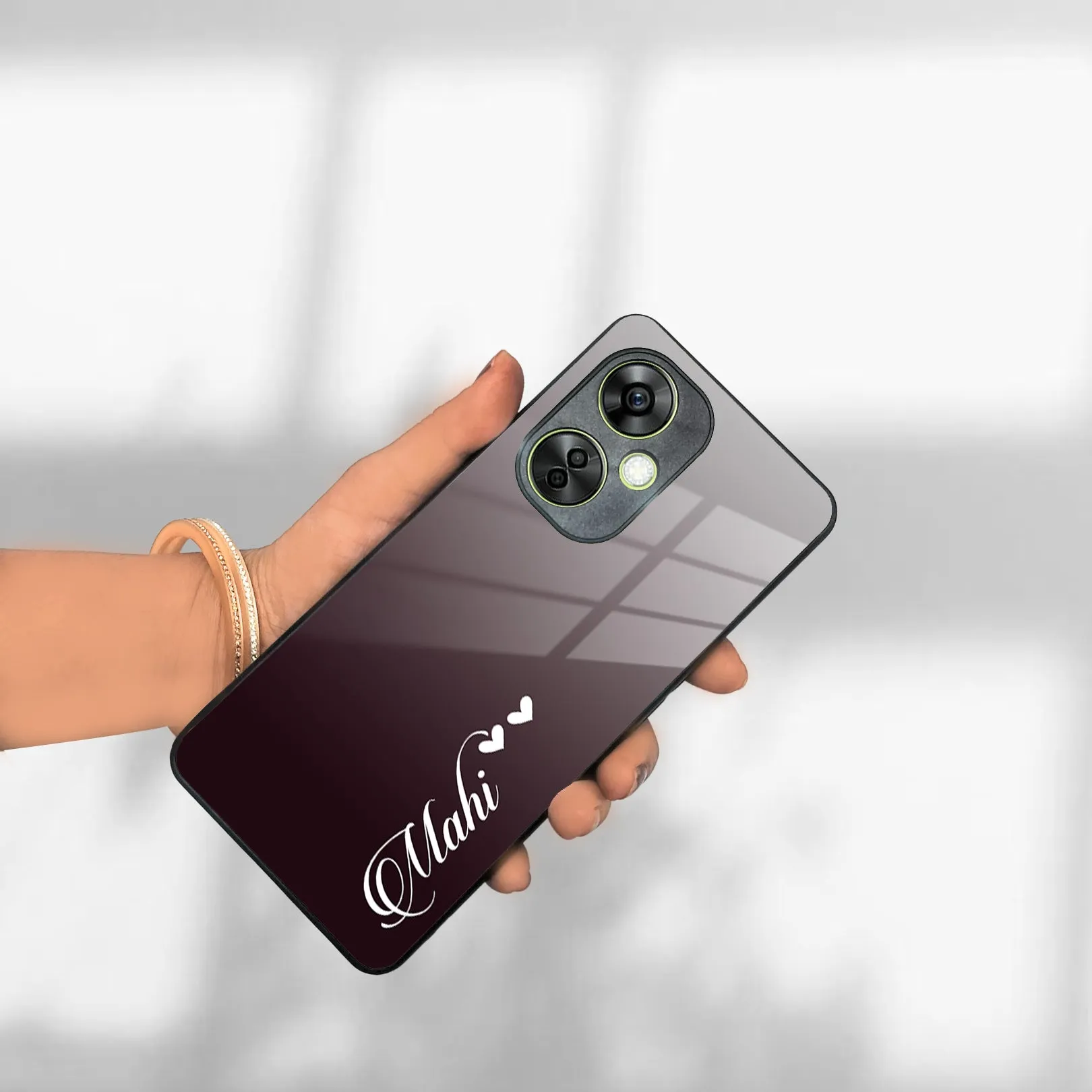 Customize Name Gradient Glass Case Cover Grey For OnePlus