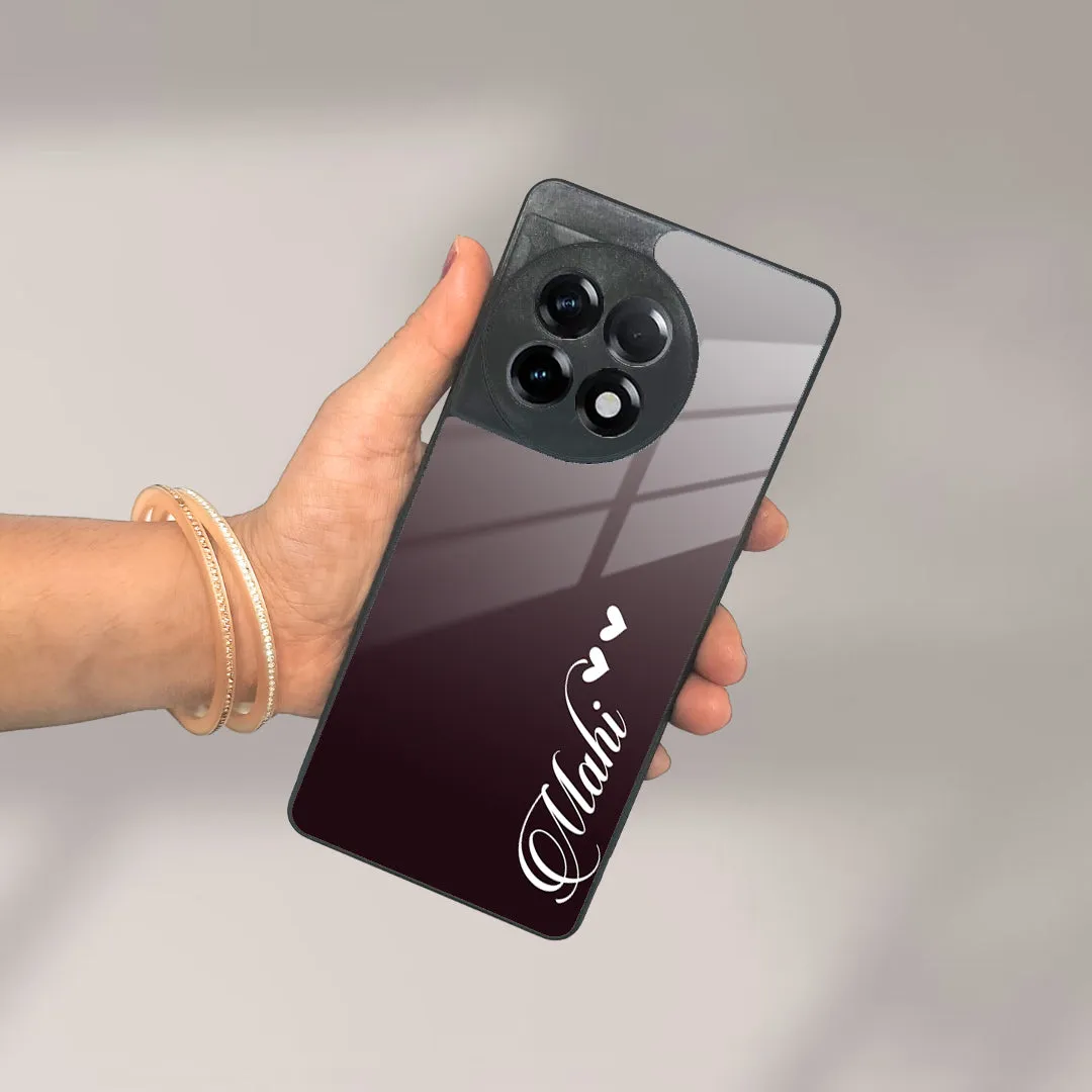 Customize Name Gradient Glass Case Cover Grey For OnePlus