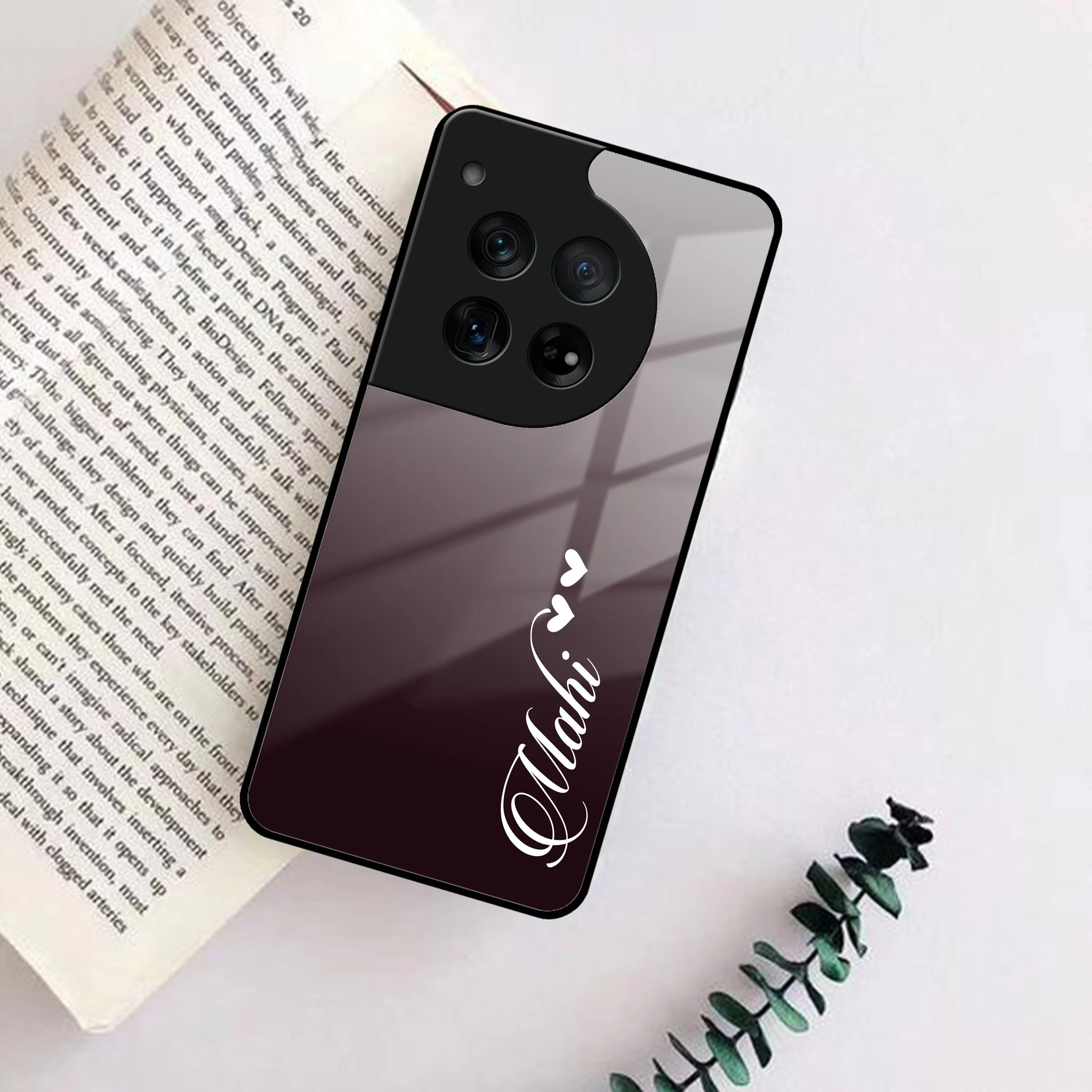 Customize Name Gradient Glass Case Cover Grey For OnePlus