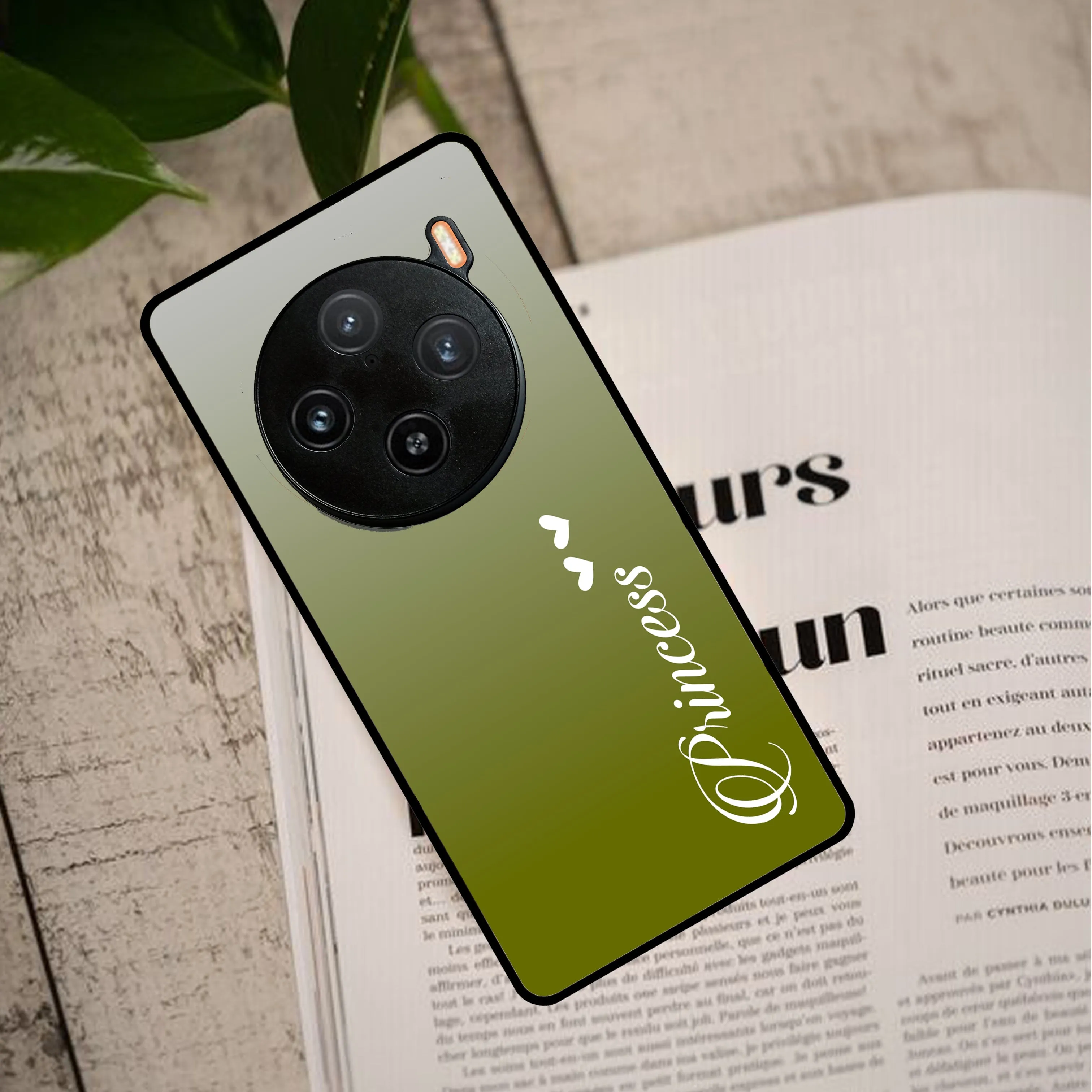 Customize Name Gradient Glass Case Cover Mint Green For Vivo