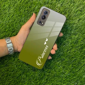Customize Name Gradient Glass Case Cover Mint Green For Vivo