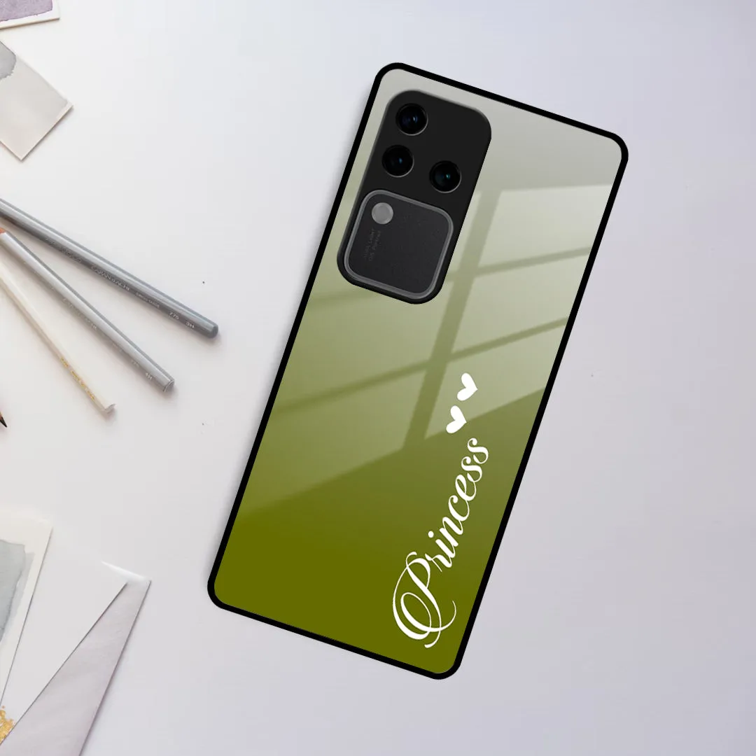 Customize Name Gradient Glass Case Cover Mint Green For Vivo