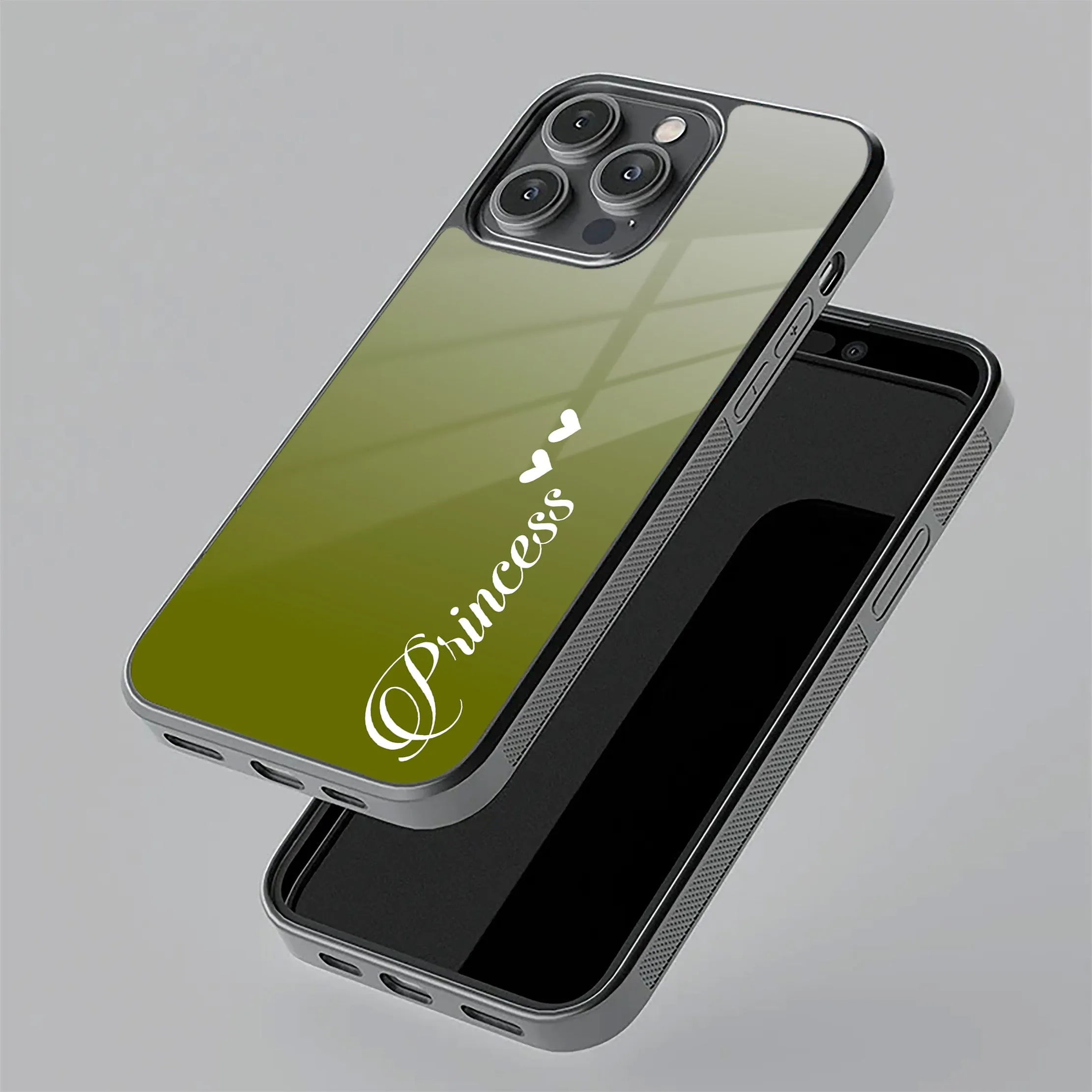 Customize Name Gradient Glass Case Cover Mint Green For Vivo