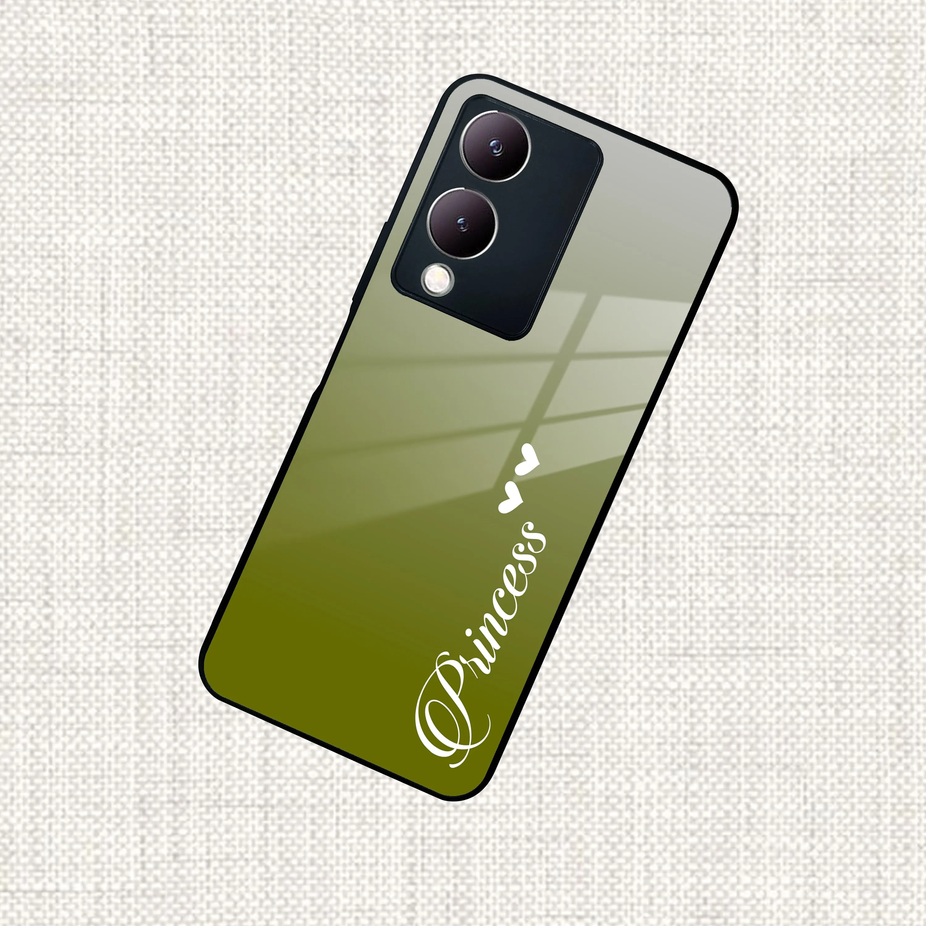 Customize Name Gradient Glass Case Cover Mint Green For Vivo