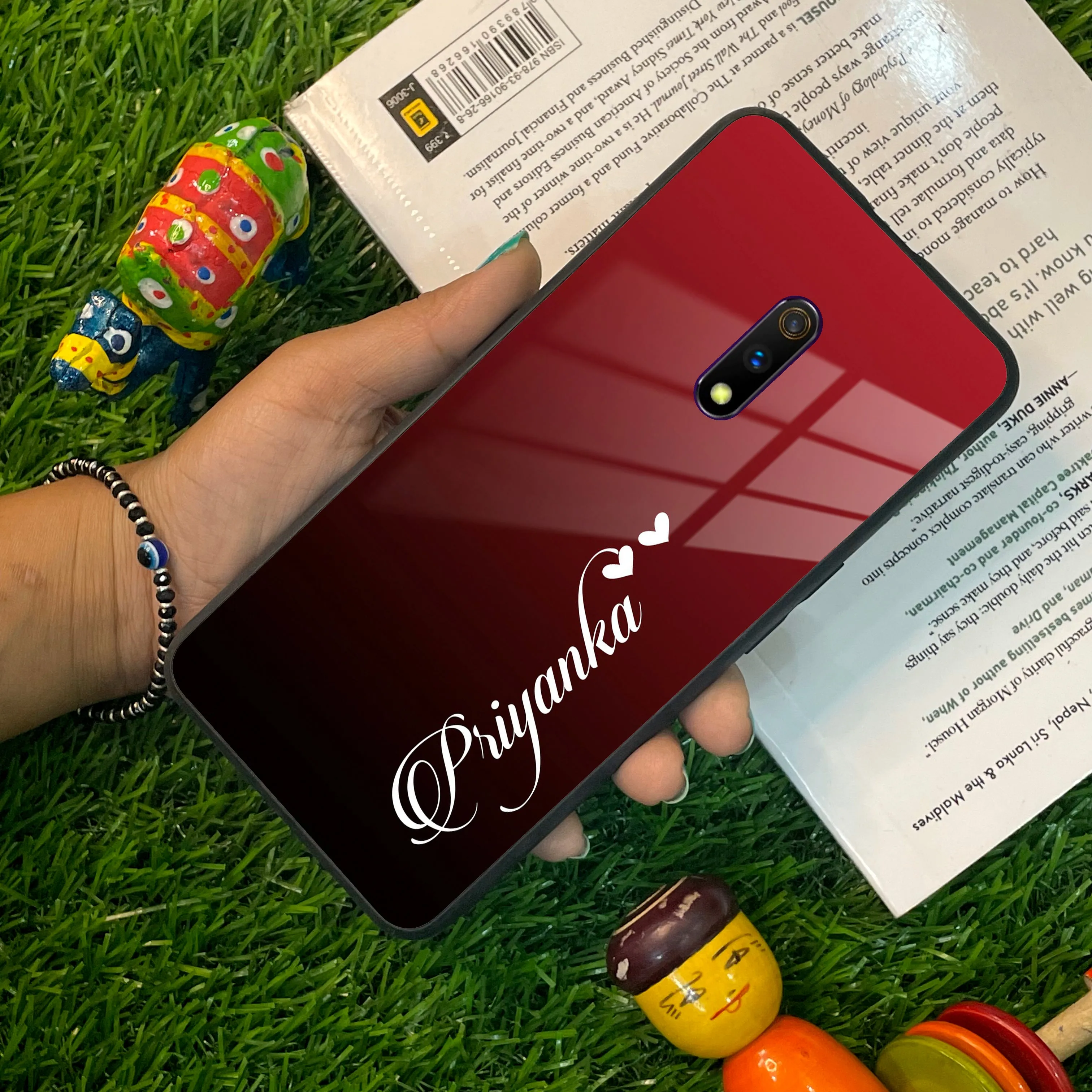 Customize Name Gradient Glass Case Cover Red Wine For Oppo