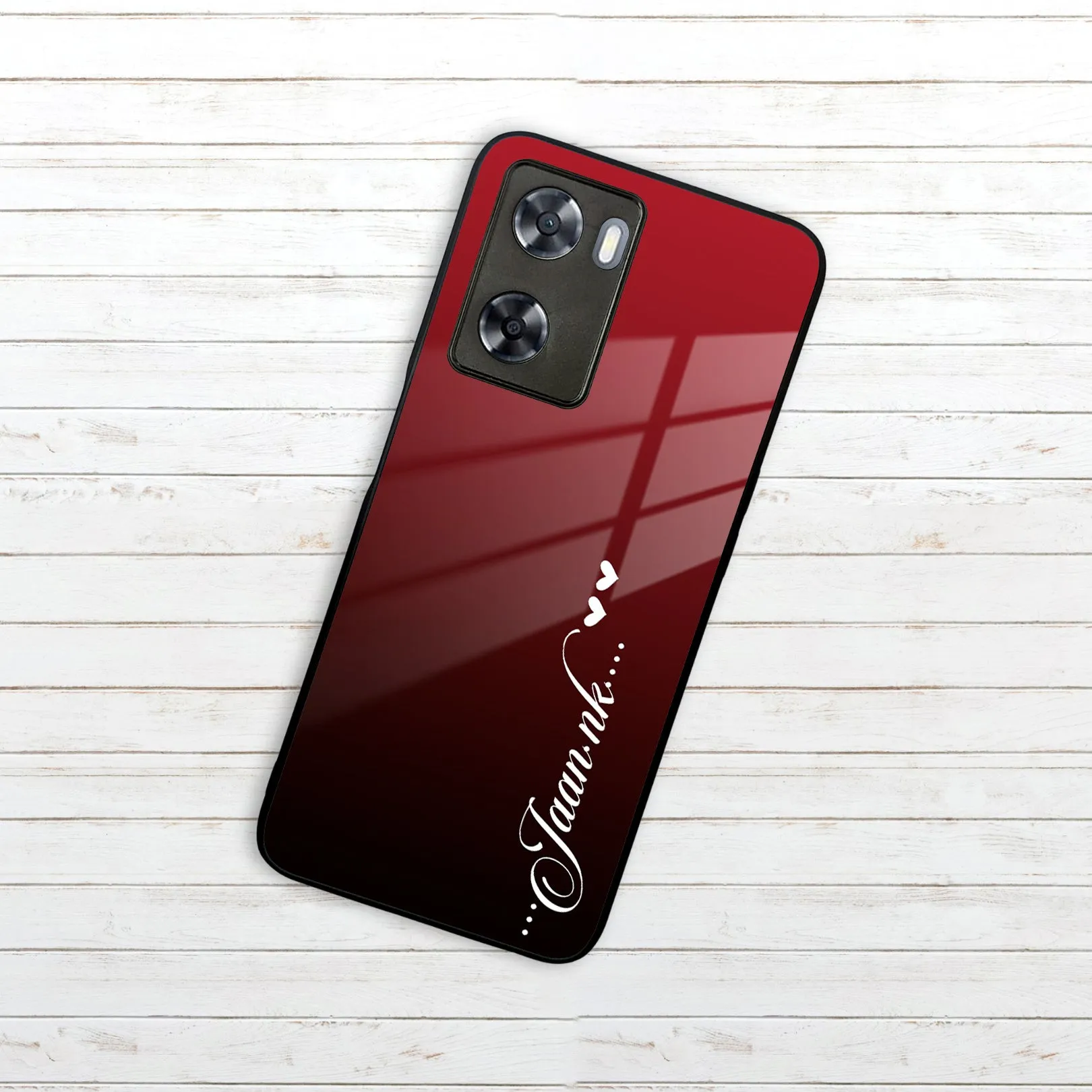 Customize Name Gradient Glass Case Cover Red Wine For Oppo