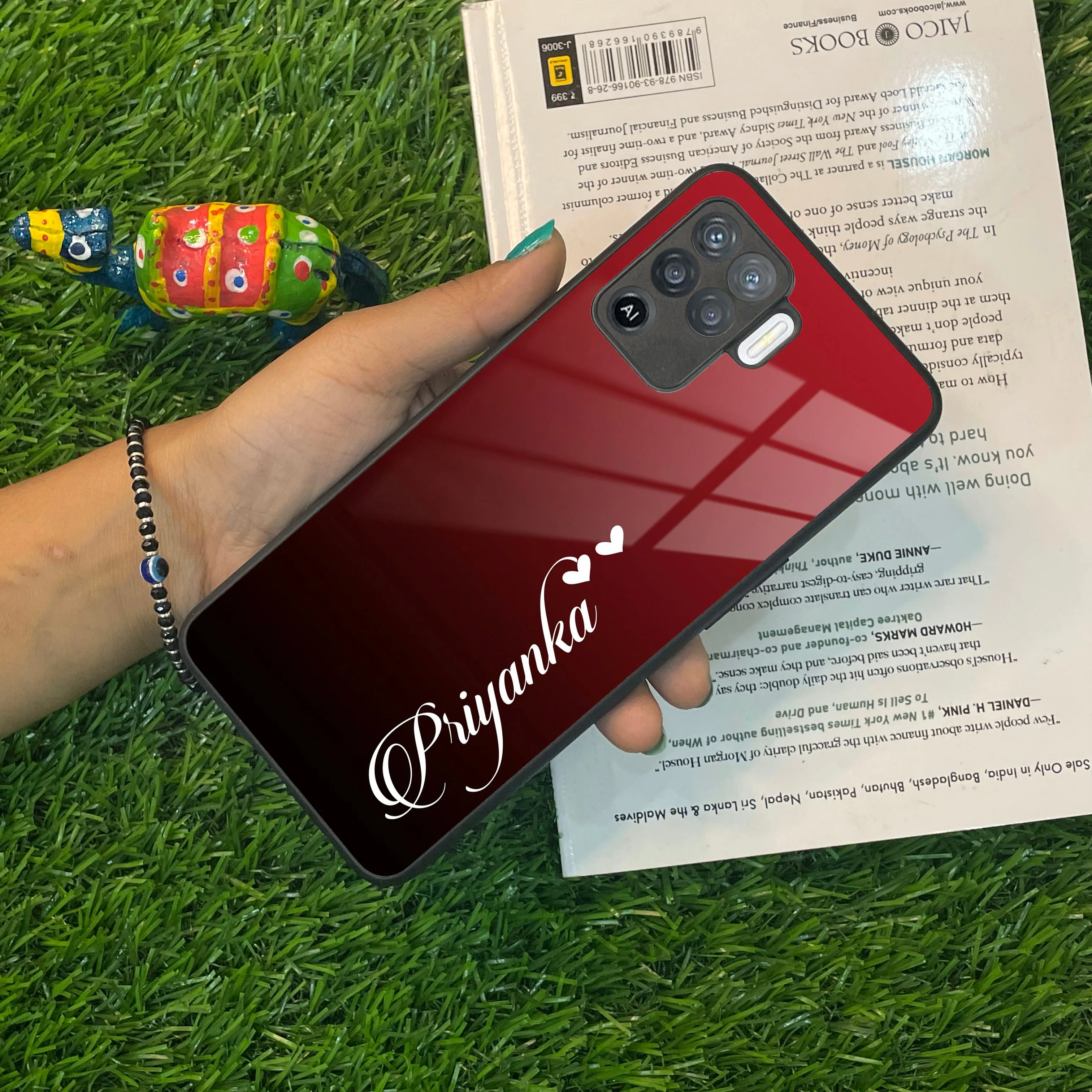 Customize Name Gradient Glass Case Cover Red Wine For Oppo