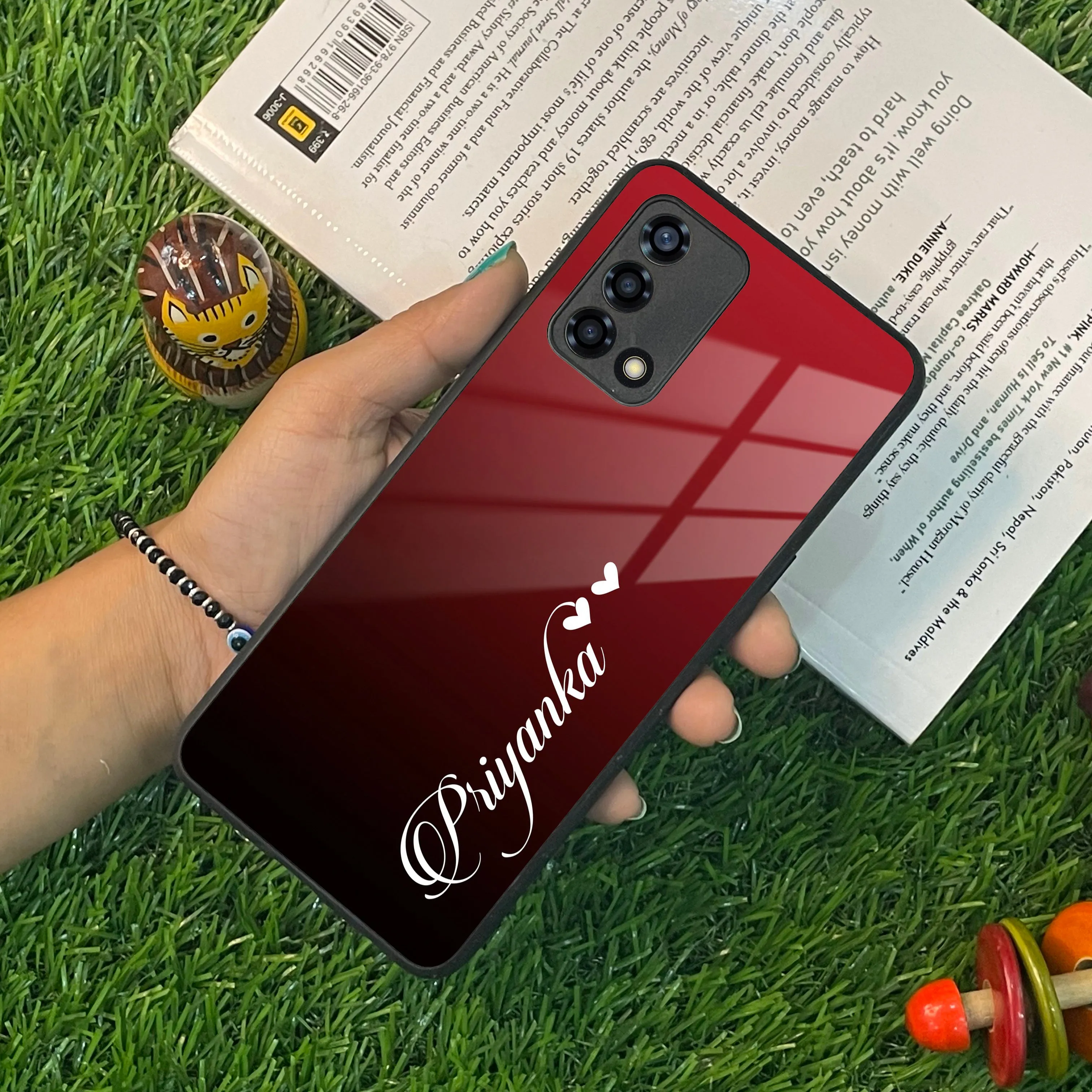 Customize Name Gradient Glass Case Cover Red Wine For Oppo