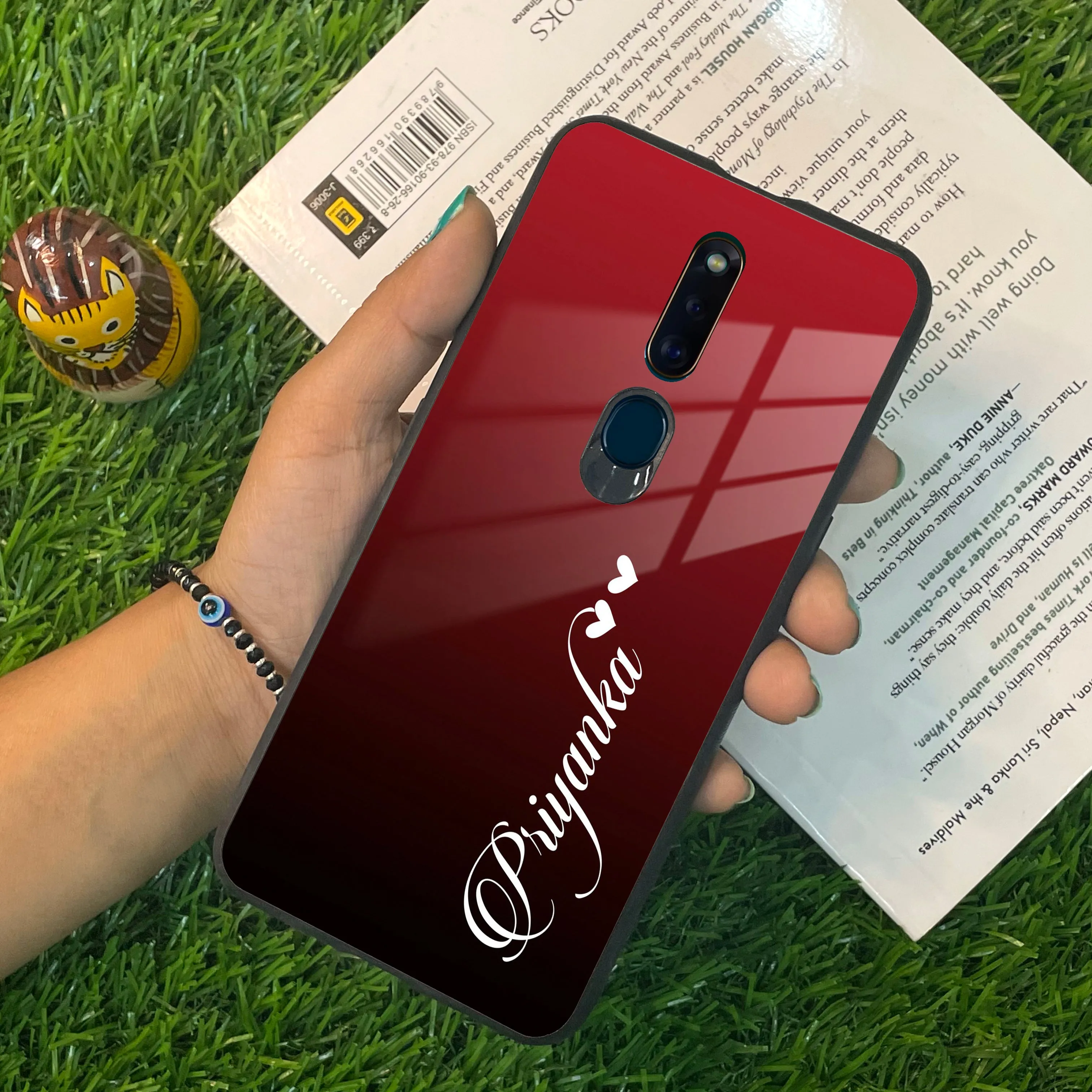 Customize Name Gradient Glass Case Cover Red Wine For Oppo