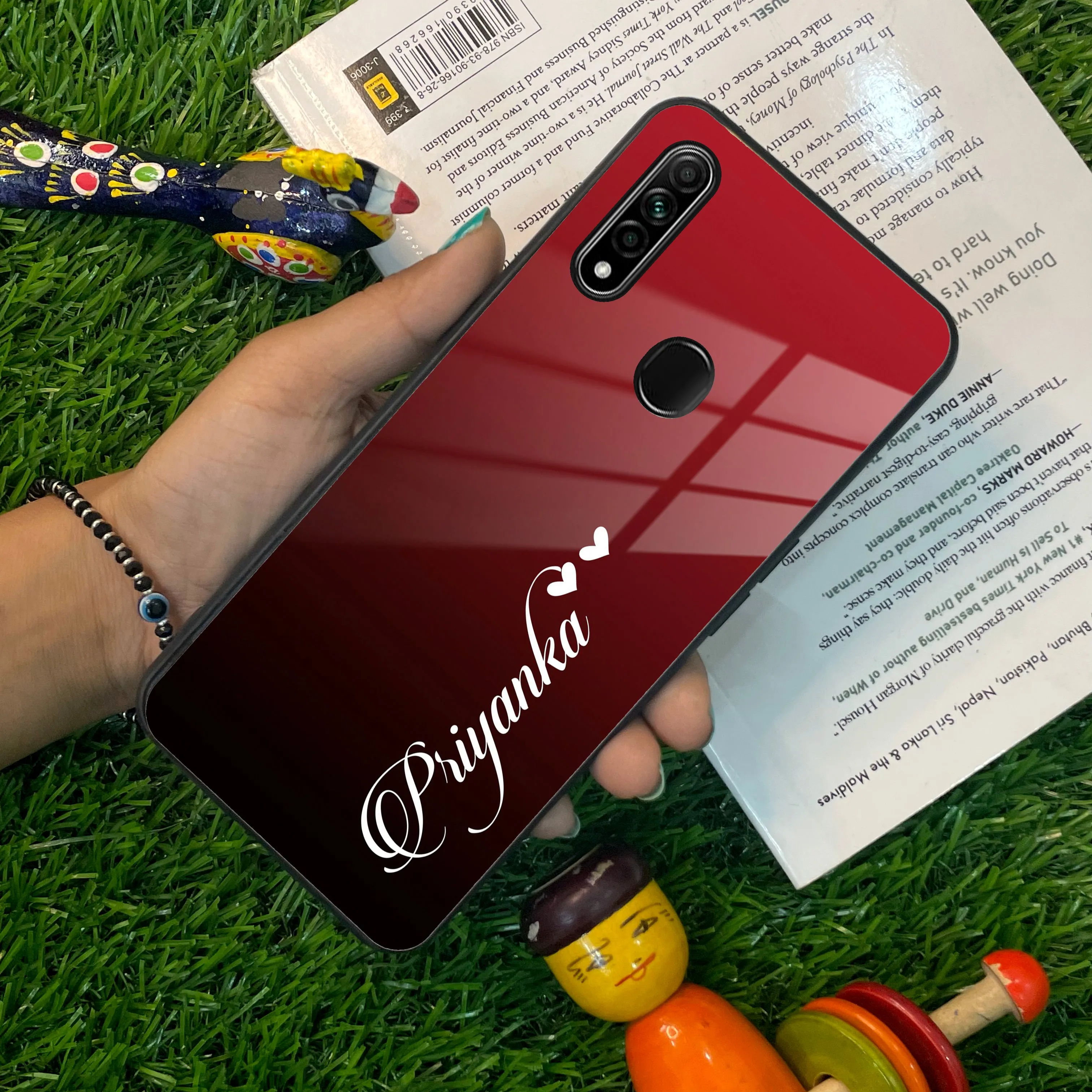 Customize Name Gradient Glass Case Cover Red Wine For Oppo