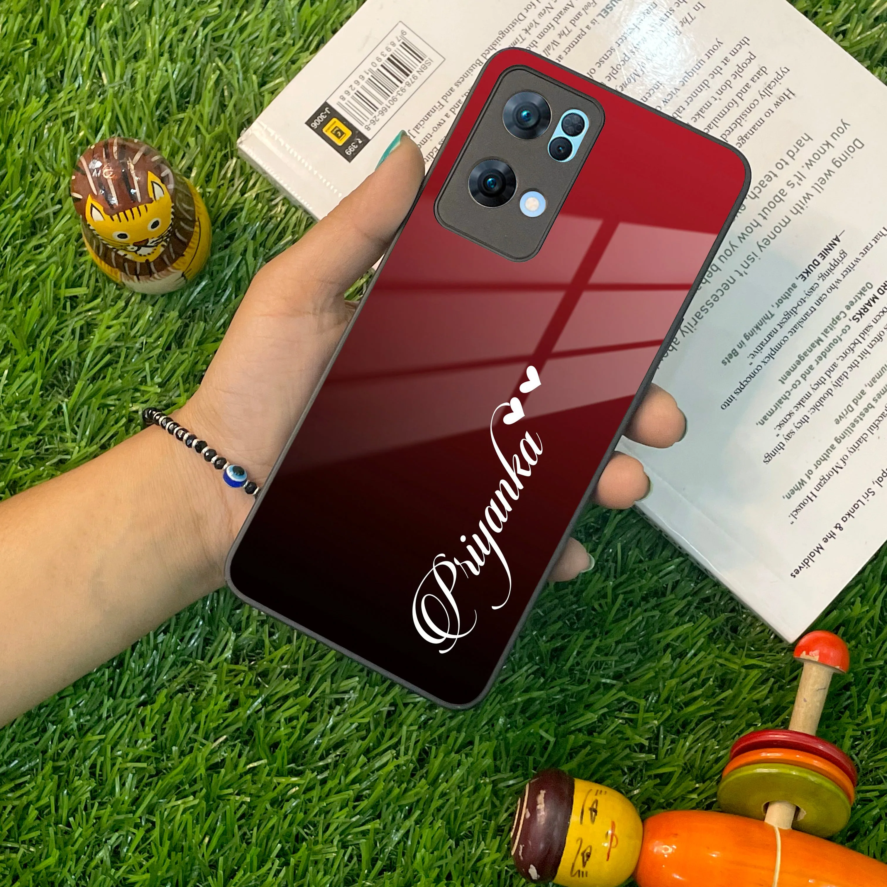 Customize Name Gradient Glass Case Cover Red Wine For Oppo