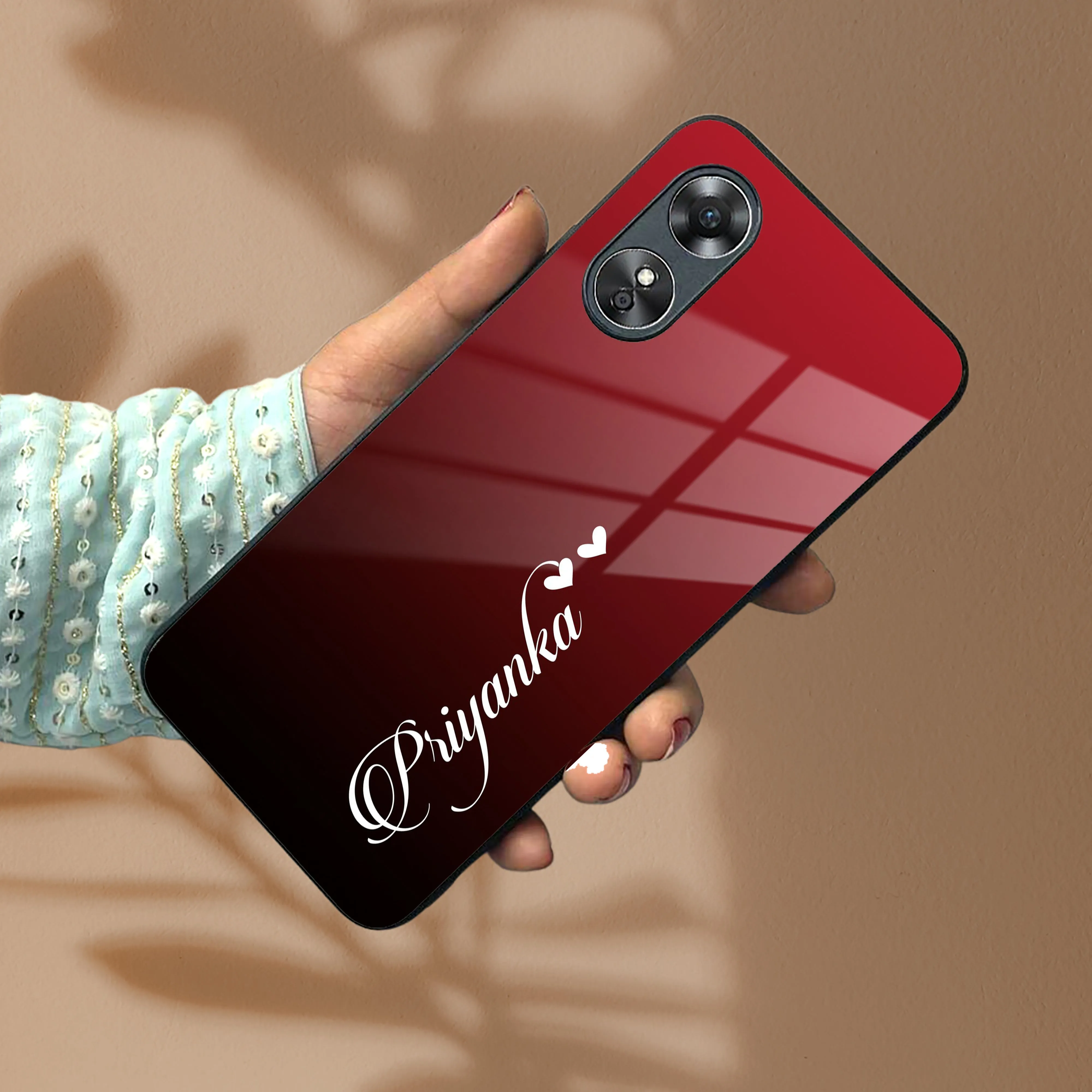 Customize Name Gradient Glass Case Cover Red Wine For Oppo