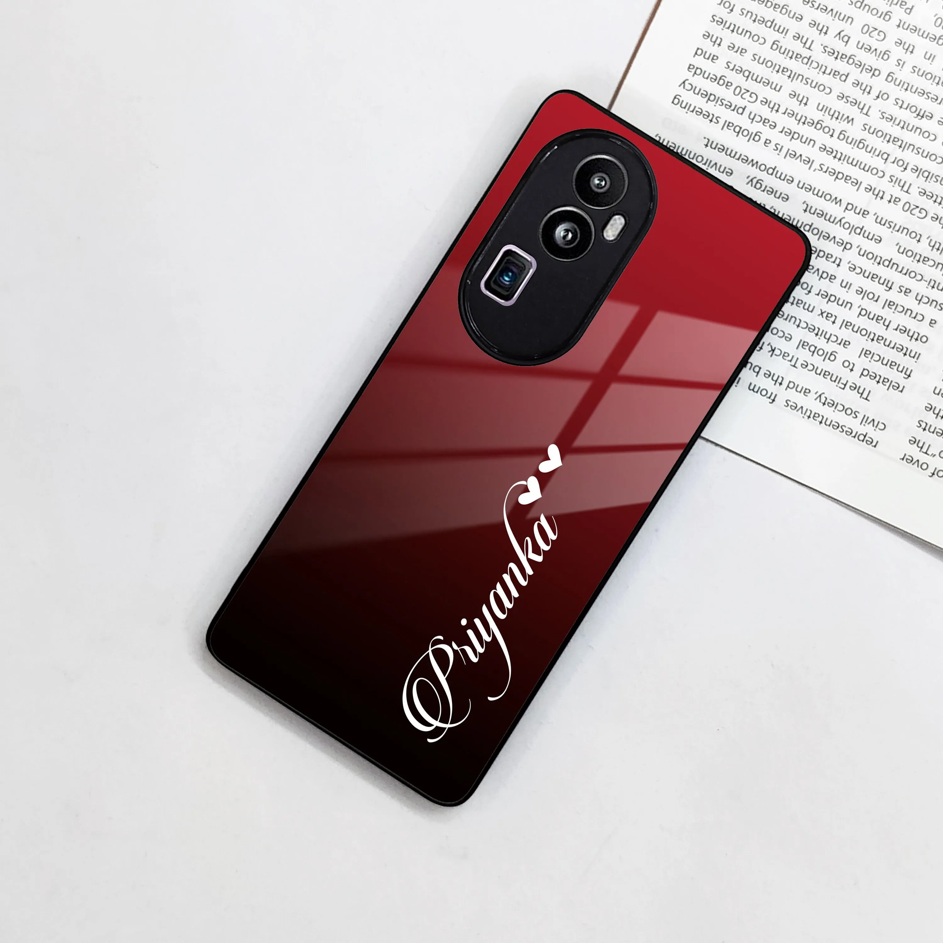 Customize Name Gradient Glass Case Cover Red Wine For Oppo