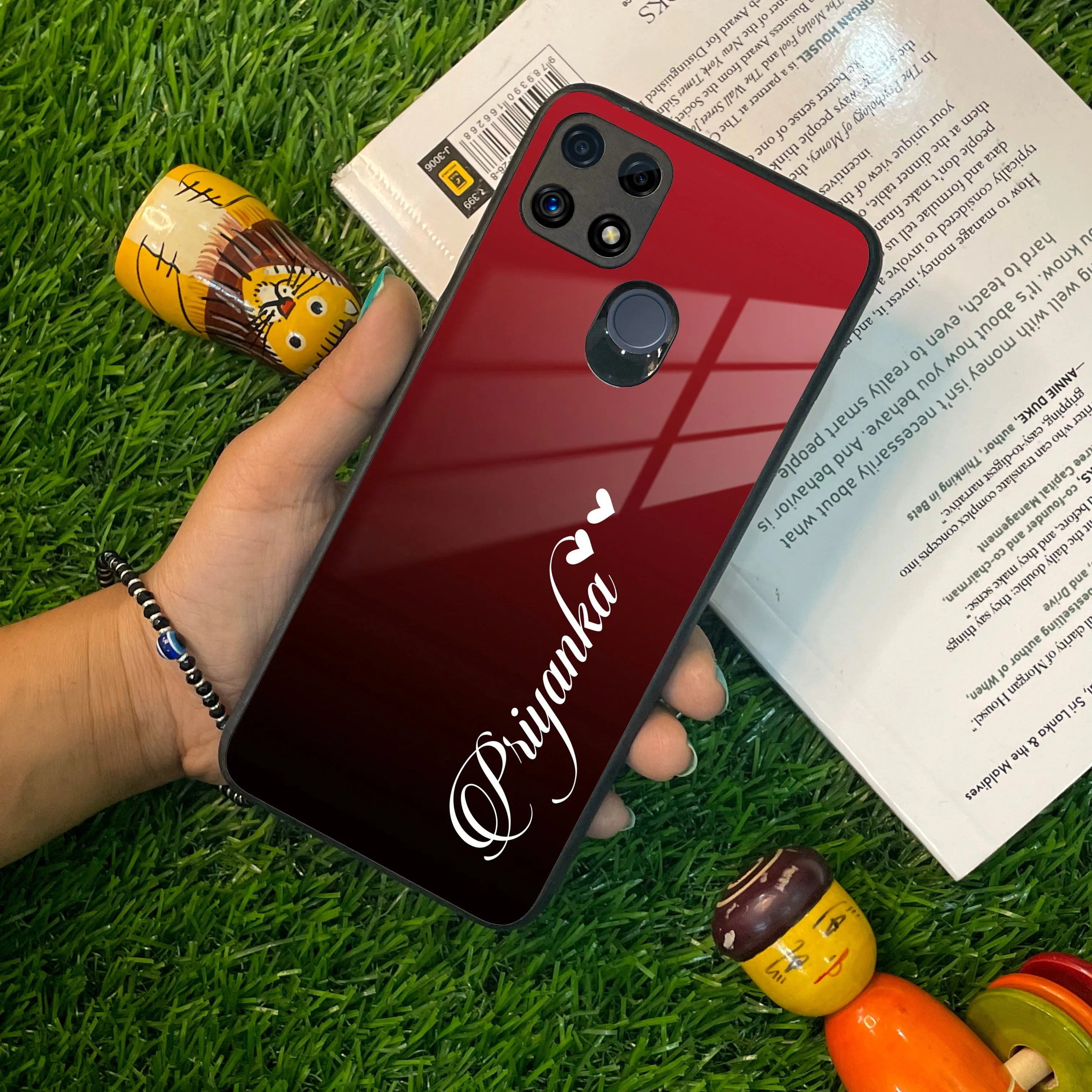 Customize Name Gradient Glass Case Cover Red Wine For Oppo