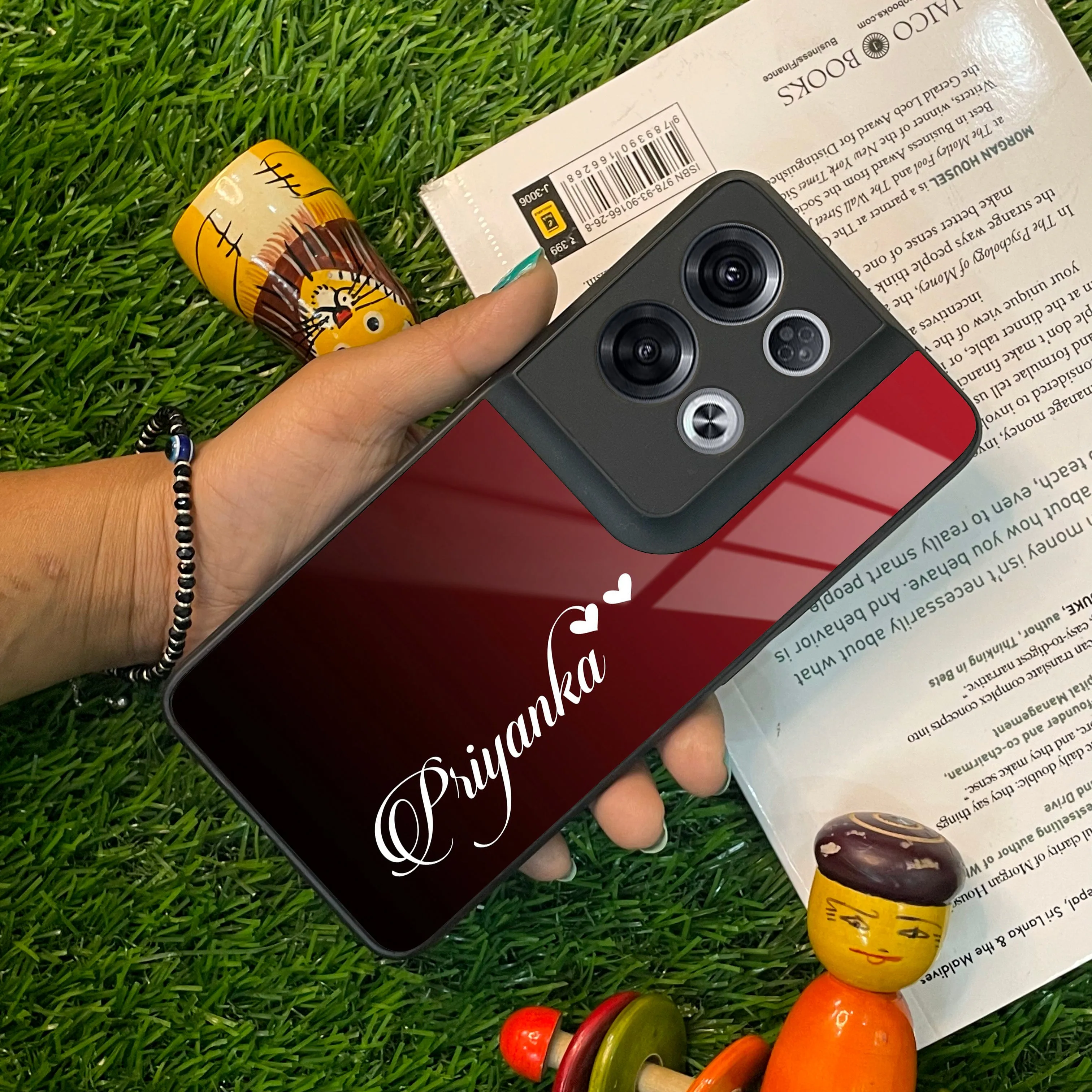 Customize Name Gradient Glass Case Cover Red Wine For Oppo