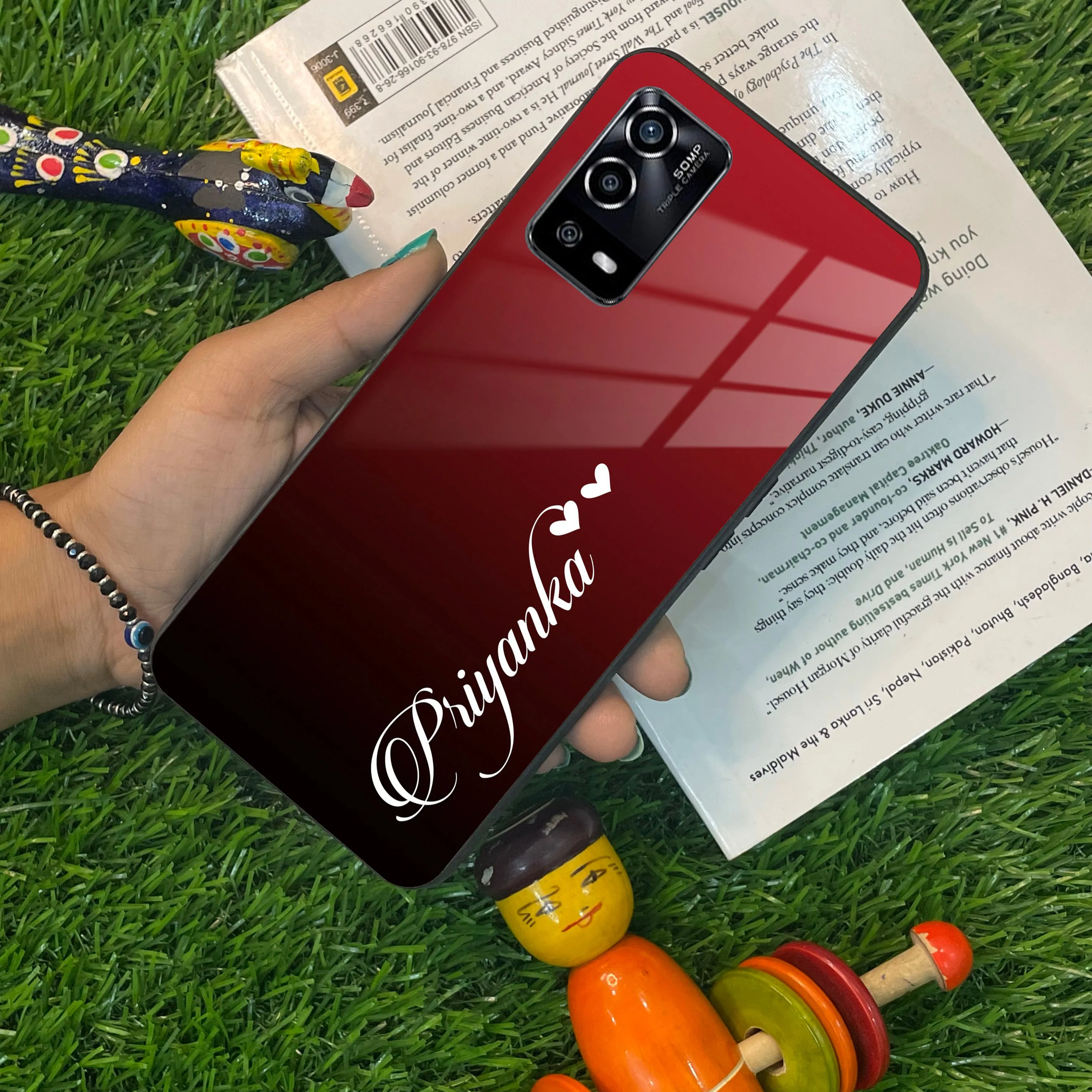 Customize Name Gradient Glass Case Cover Red Wine For Oppo