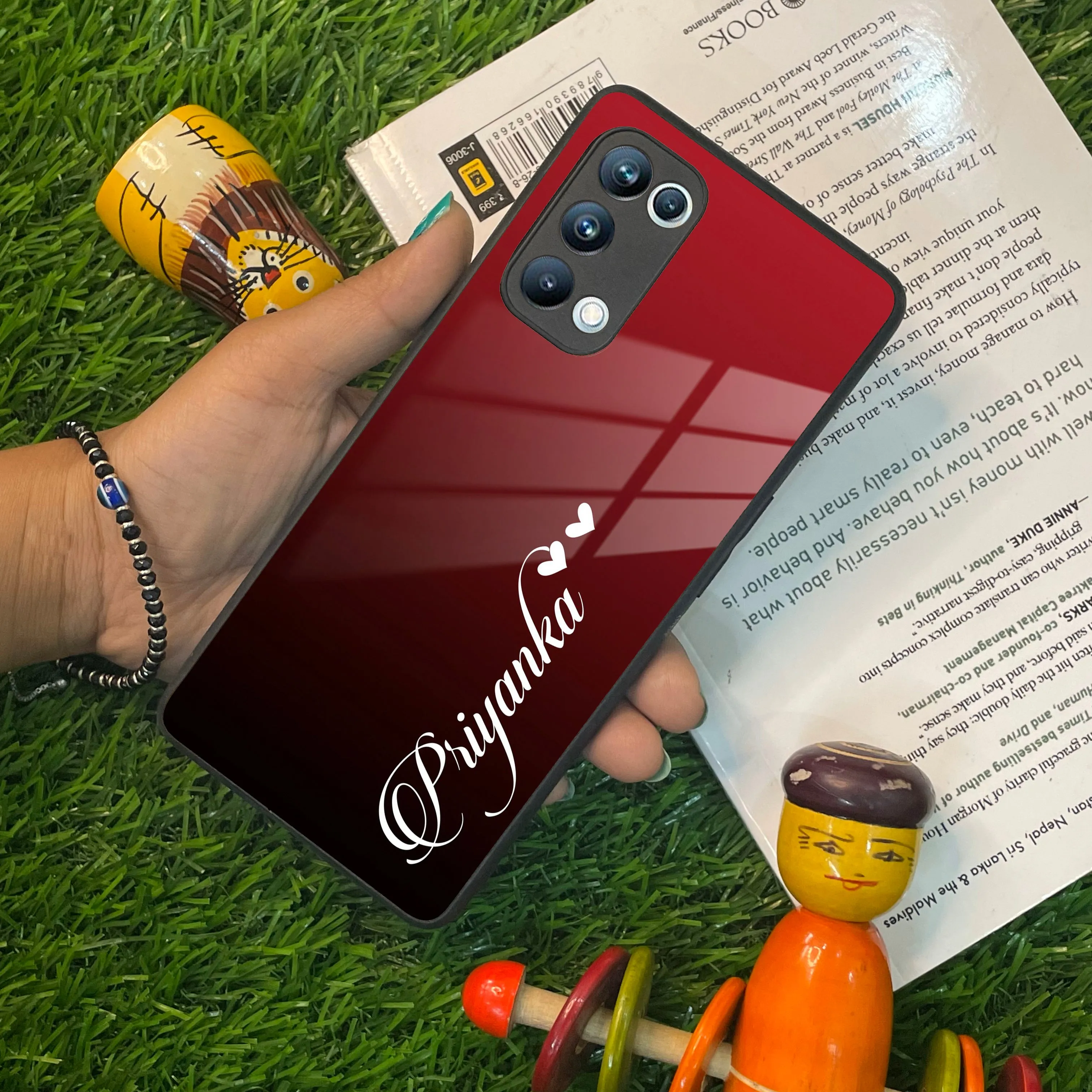 Customize Name Gradient Glass Case Cover Red Wine For Oppo
