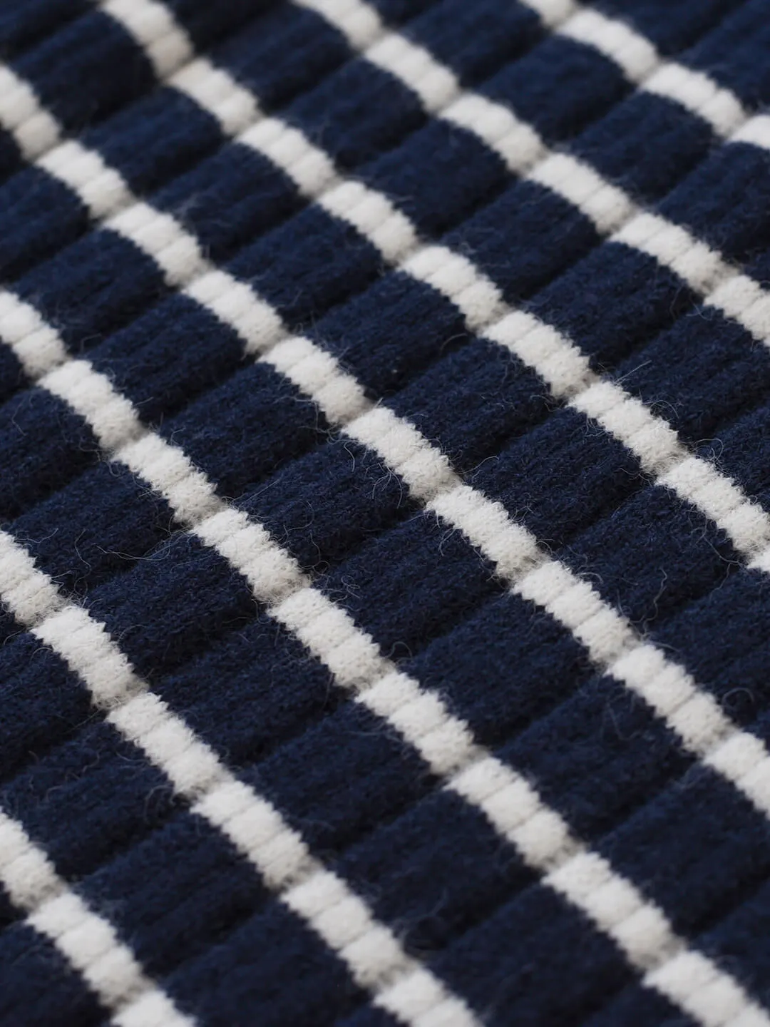 Davian Striped Blue Polo Knit Top