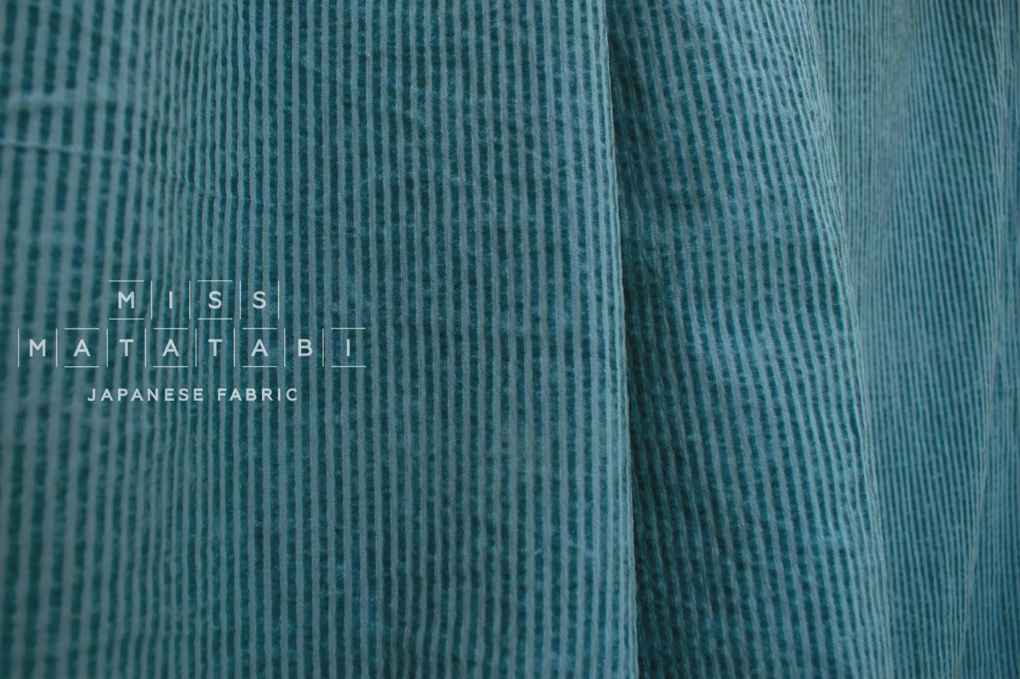DEADSTOCK Shokunin Collection Azumadaki Faded Flocked Stripes - teal