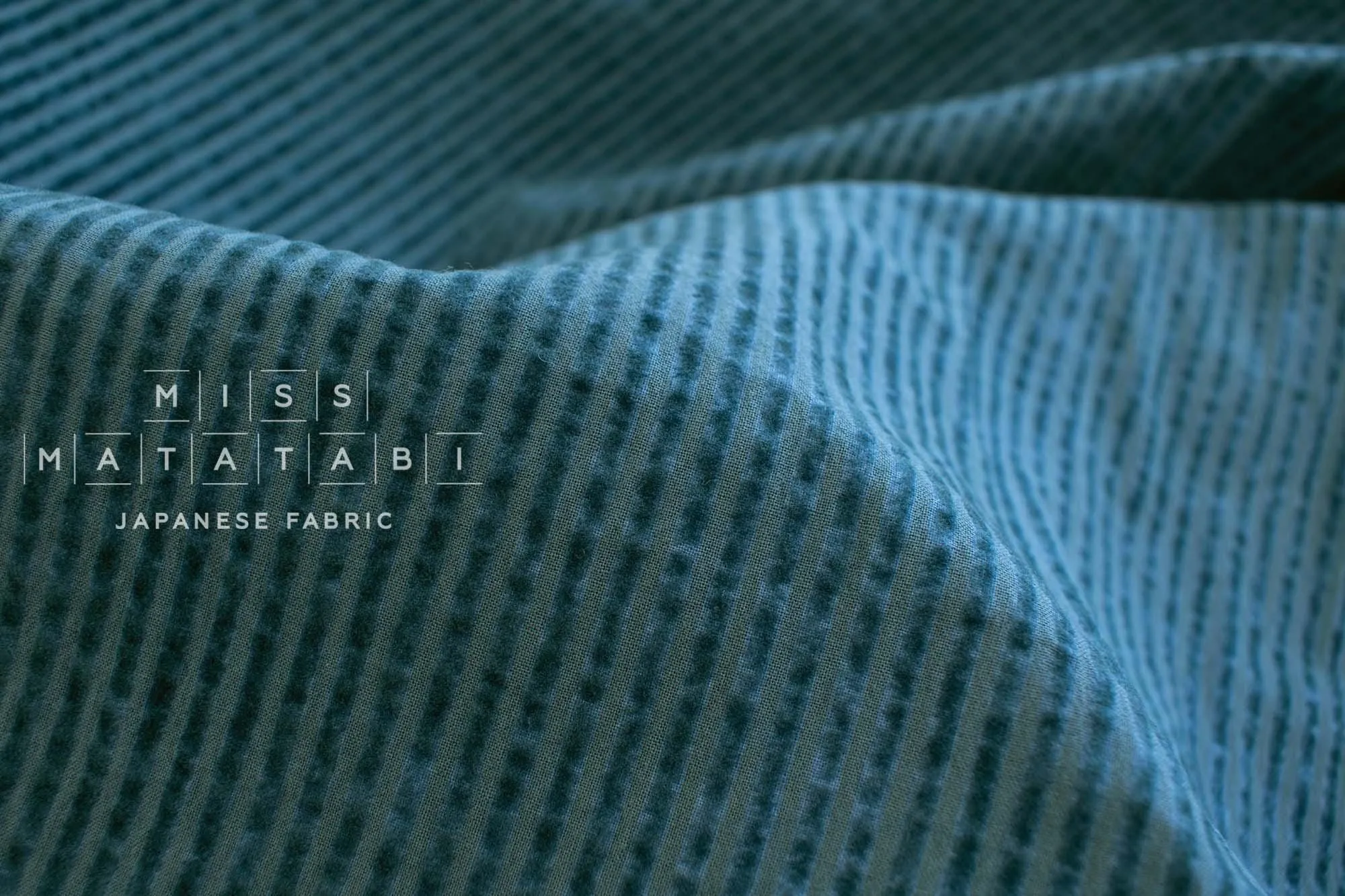 DEADSTOCK Shokunin Collection Azumadaki Faded Flocked Stripes - teal
