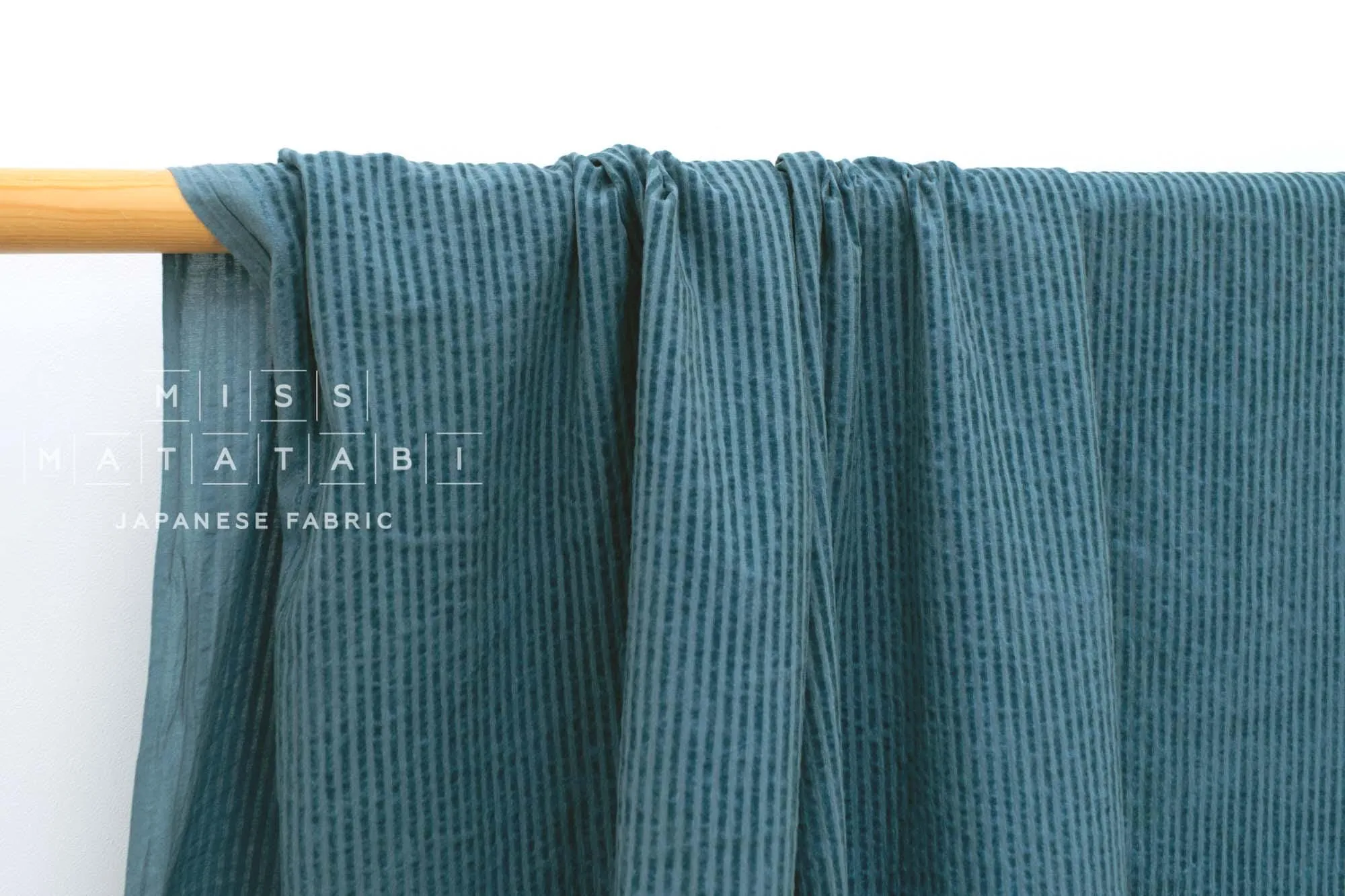 DEADSTOCK Shokunin Collection Azumadaki Faded Flocked Stripes - teal
