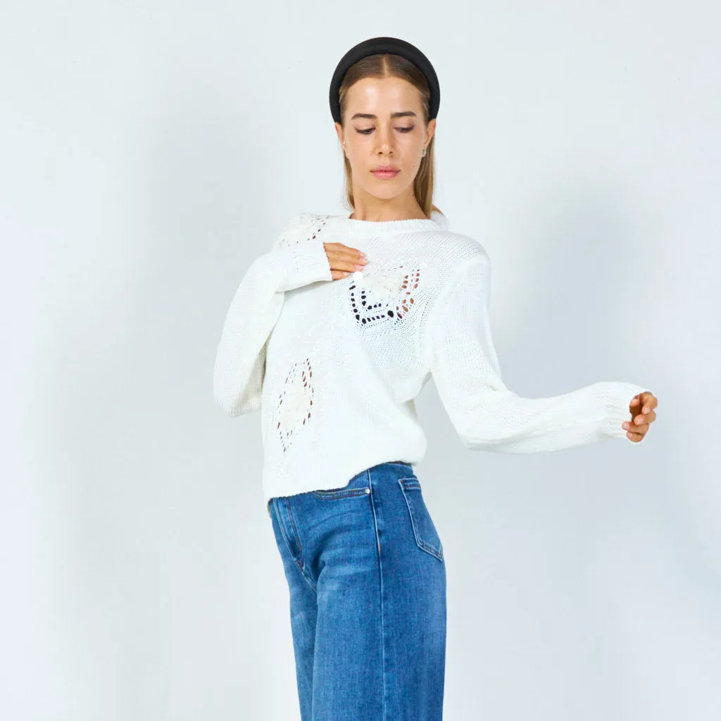 Delicate floral lace sweater wholesale