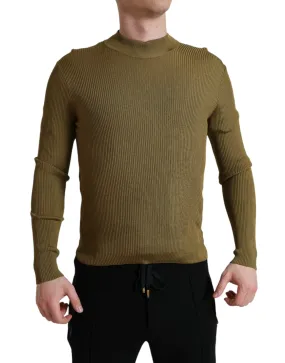 Dolce & Gabbana Army Green Viscose Crew Neck Sweater
