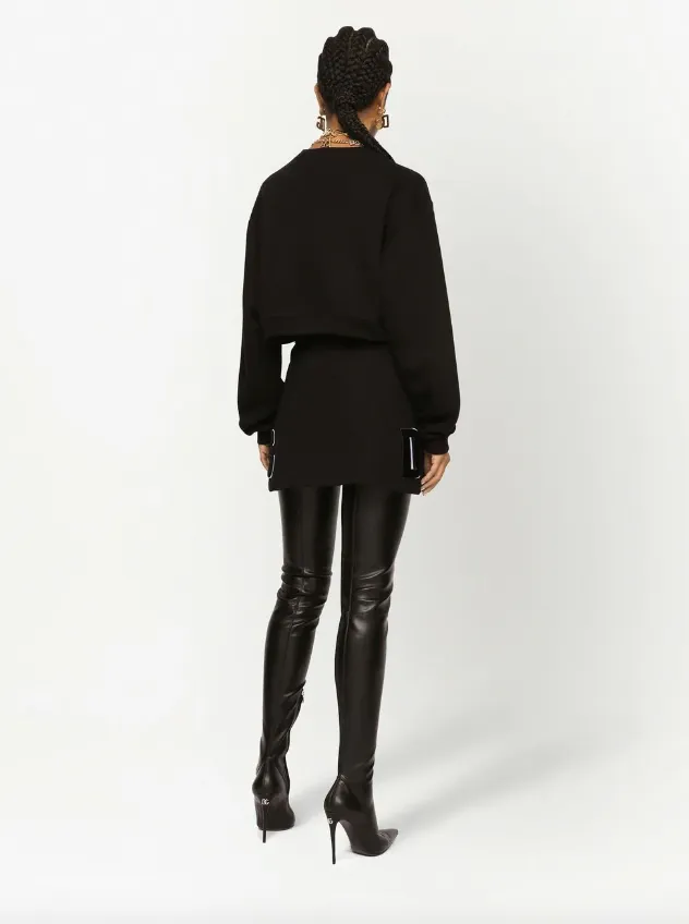 Dolce & Gabbana cropped jersey sweatshirt with DG logo patch