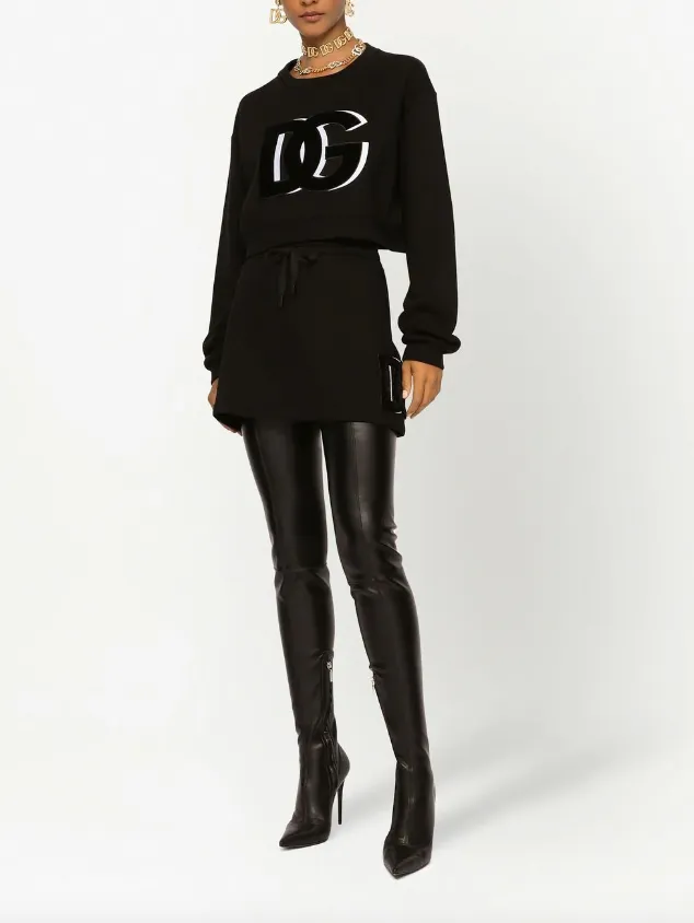 Dolce & Gabbana cropped jersey sweatshirt with DG logo patch
