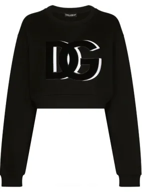 Dolce & Gabbana cropped jersey sweatshirt with DG logo patch