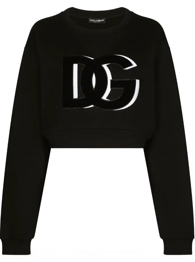 Dolce & Gabbana cropped jersey sweatshirt with DG logo patch