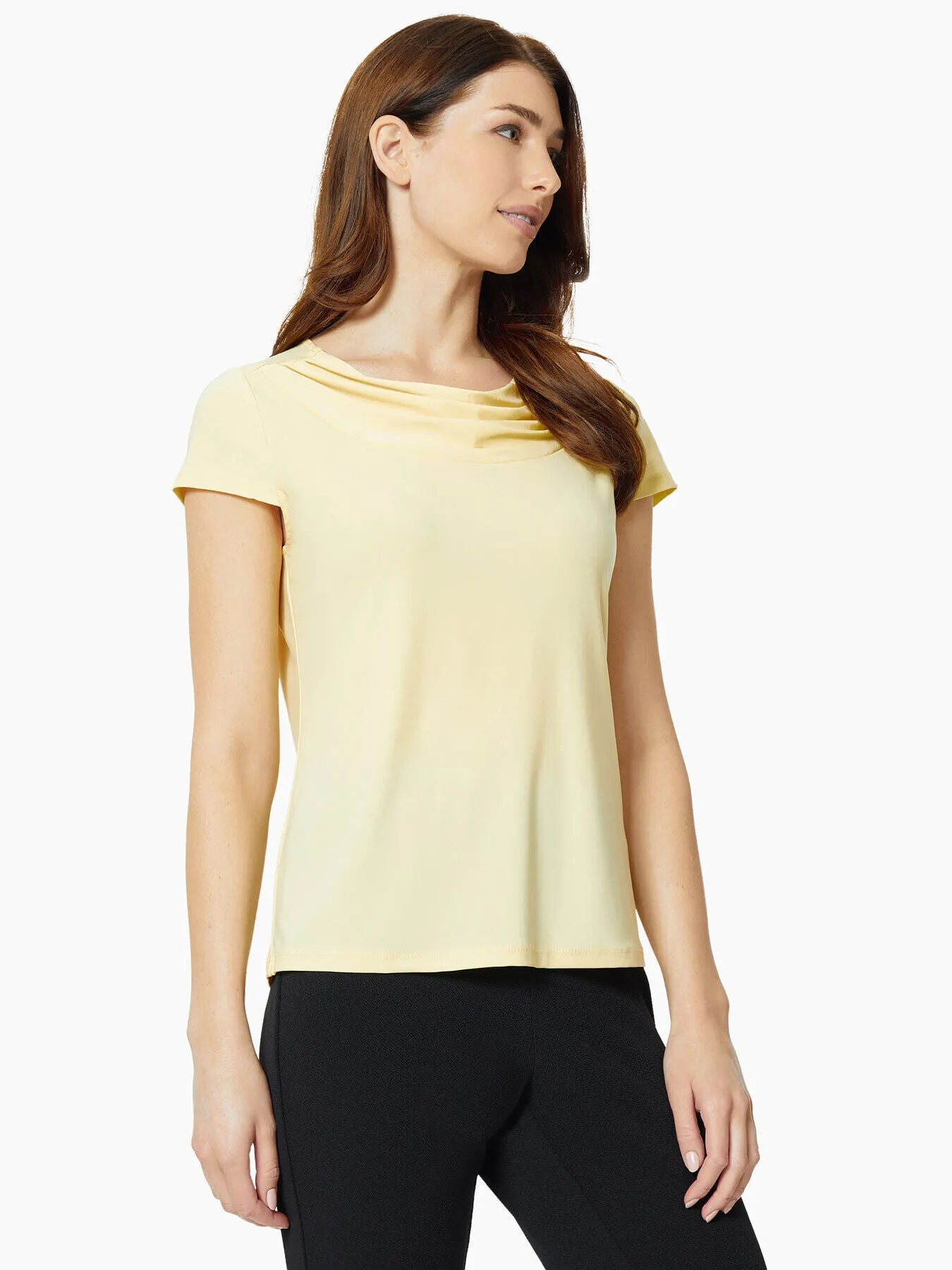 Draped Cowl Neck Jersey Knit Top