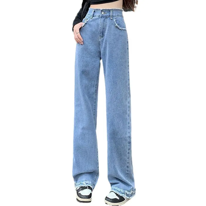 DressBetty - 2024 Blue Straight Basic Loose Casual Full-Length Women Jeans