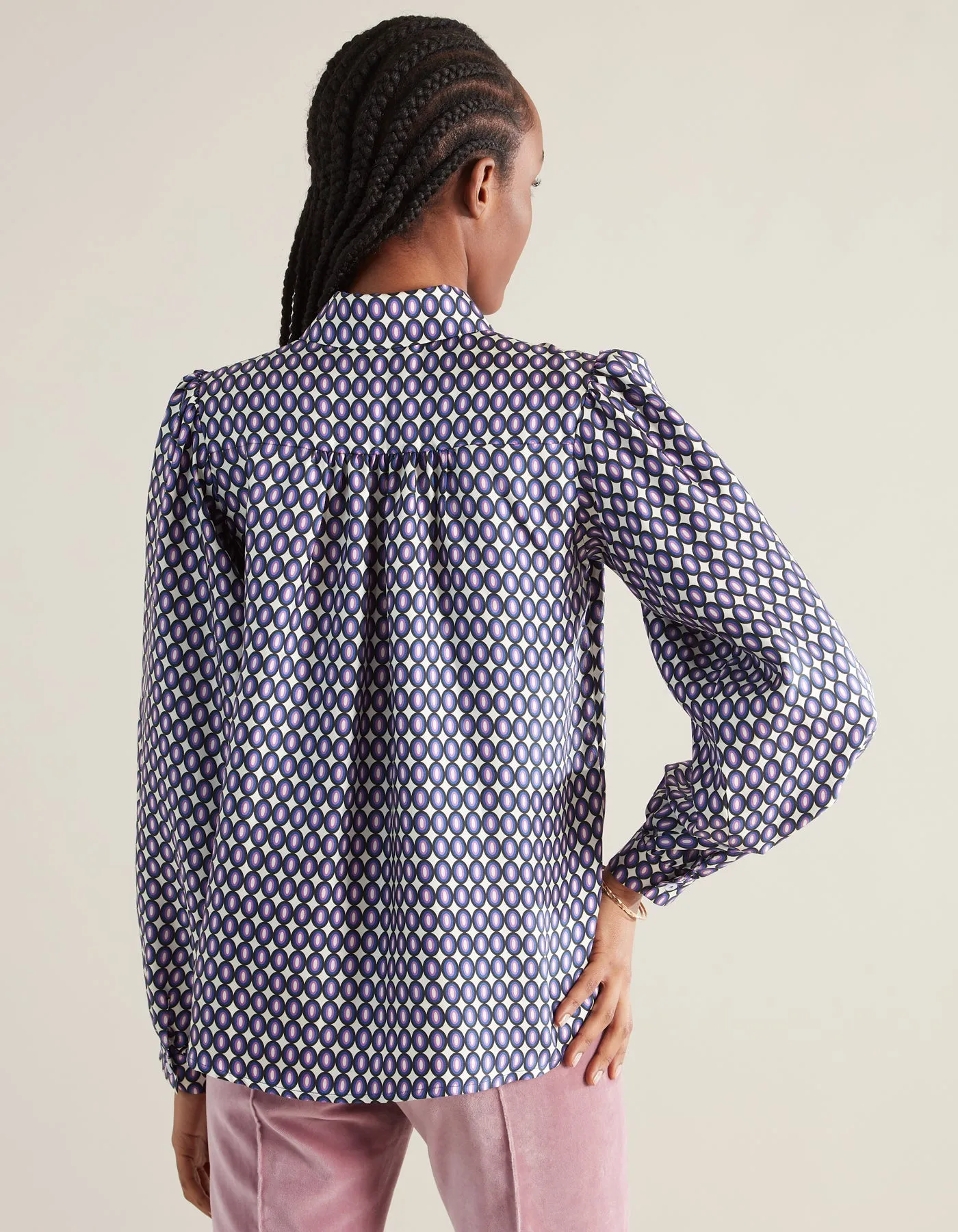 Eliza Purple Pebble Print Silk Twill Shirt