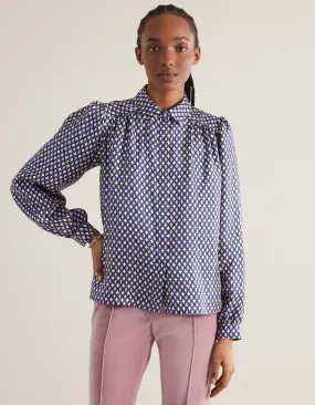 Eliza Purple Pebble Print Silk Twill Shirt