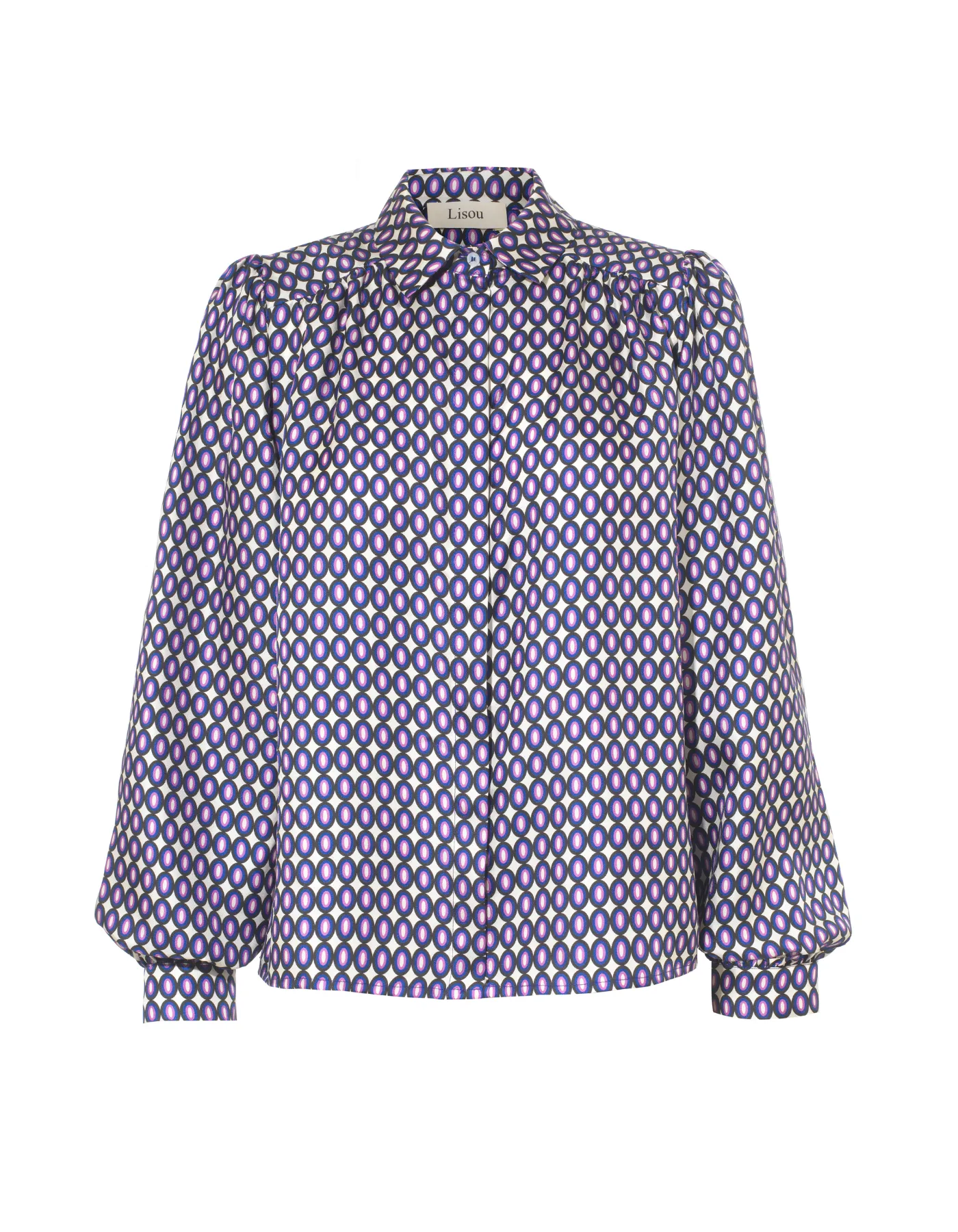 Eliza Purple Pebble Print Silk Twill Shirt