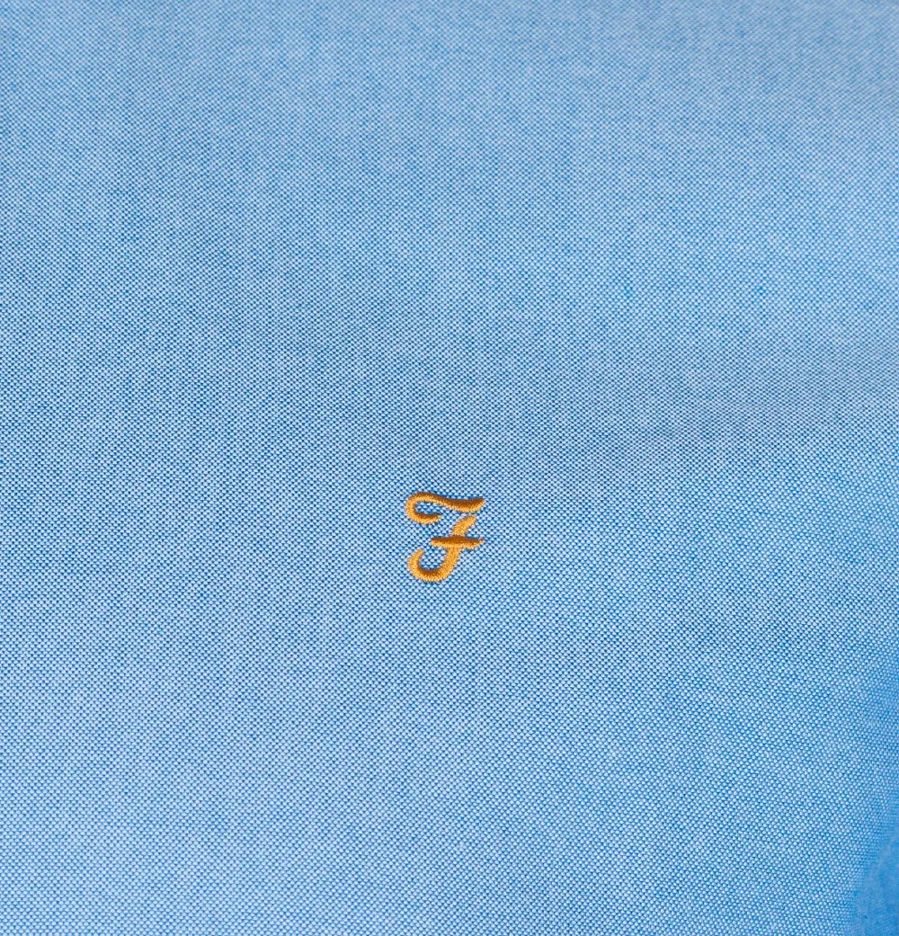 Farah Brewer Slim Fit Oxford Shirt Mid Blue