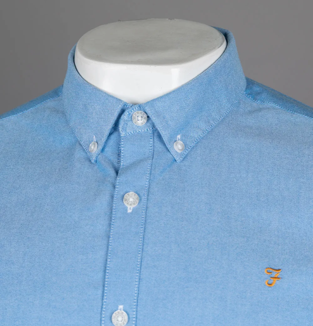 Farah Brewer Slim Fit Oxford Shirt Mid Blue