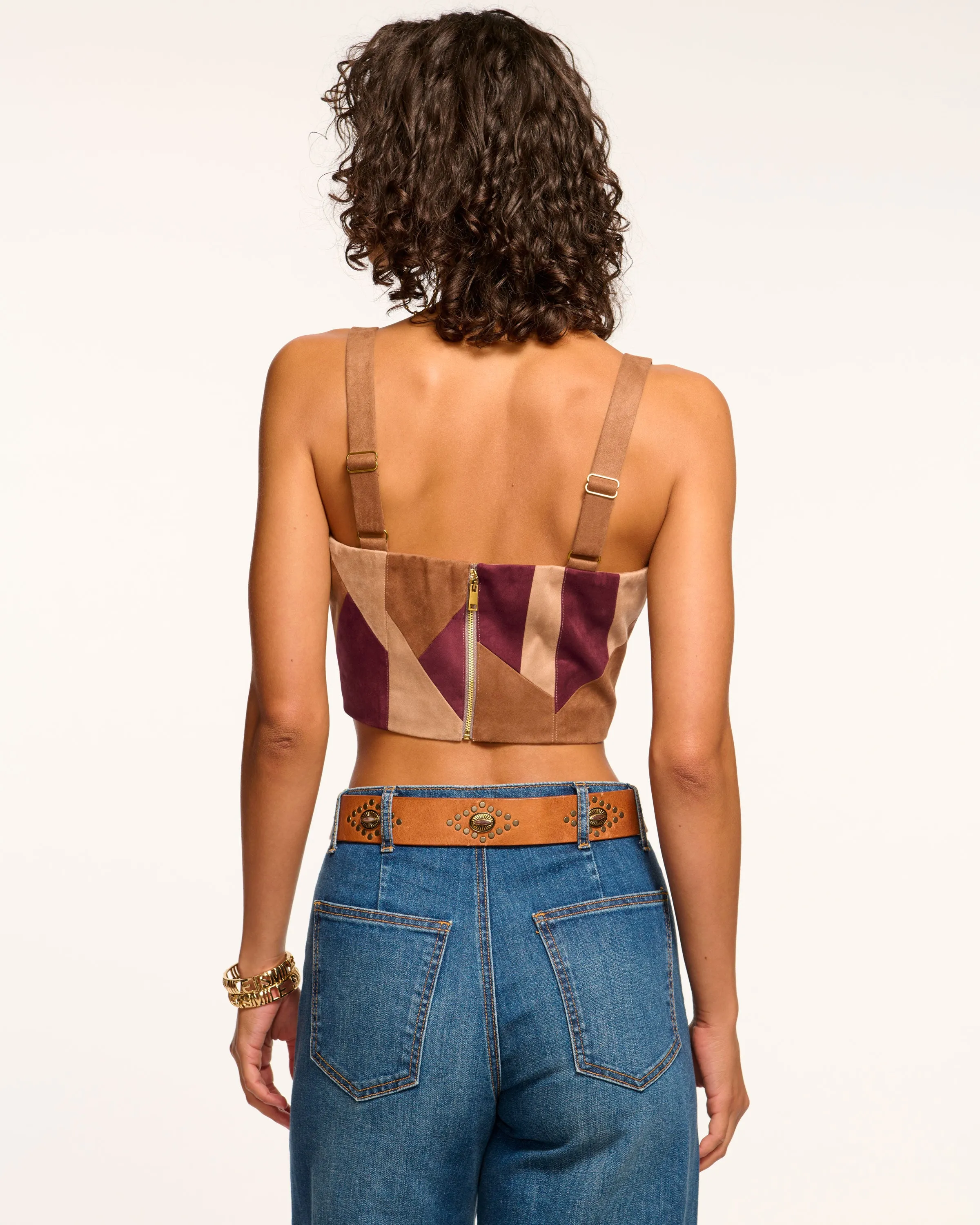 Finnley Patchwork Faux Suede Crop Top