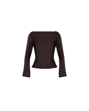FIREBIRD SATIN COWL TOP ESPRESSO