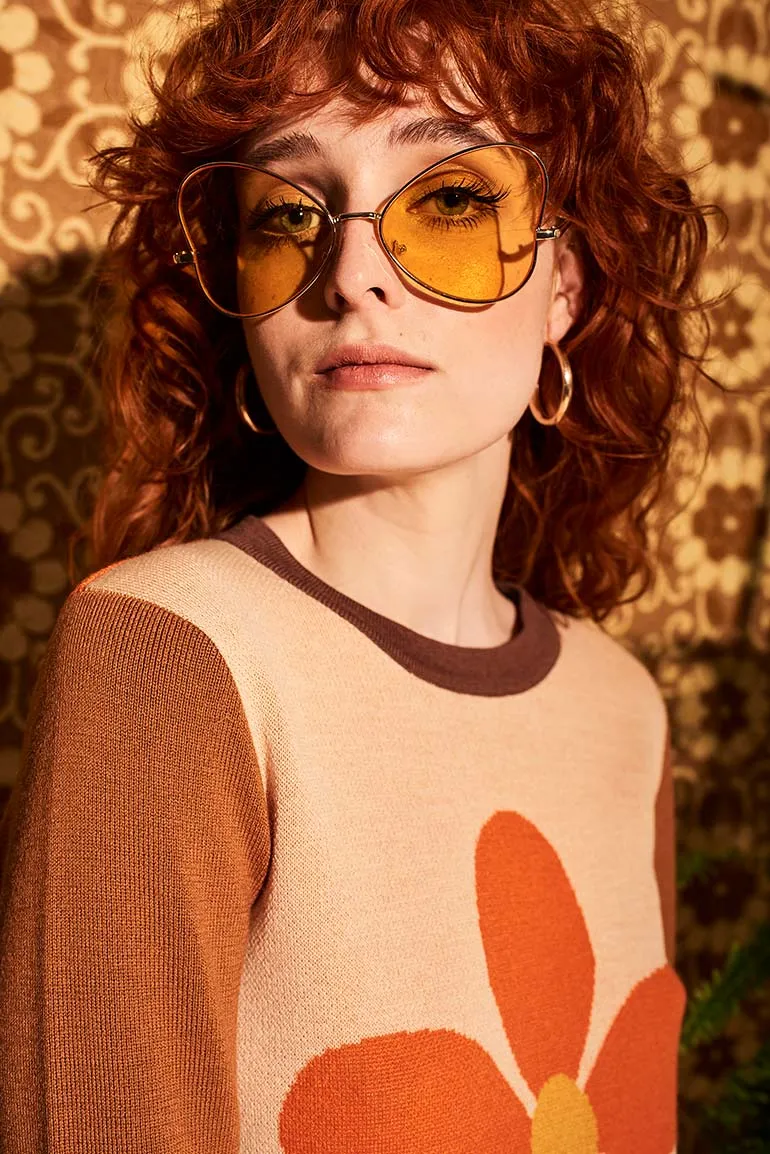 Flower In The Sun Retro Knit Jumper