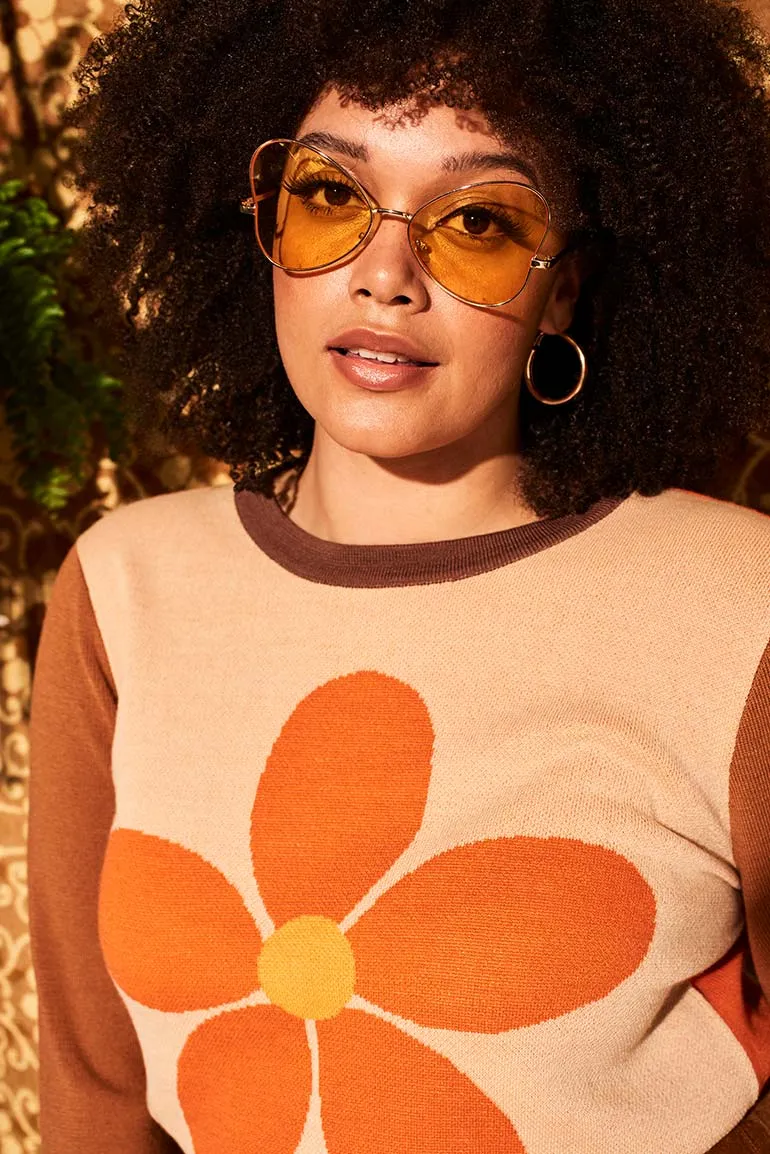 Flower In The Sun Retro Knit Jumper