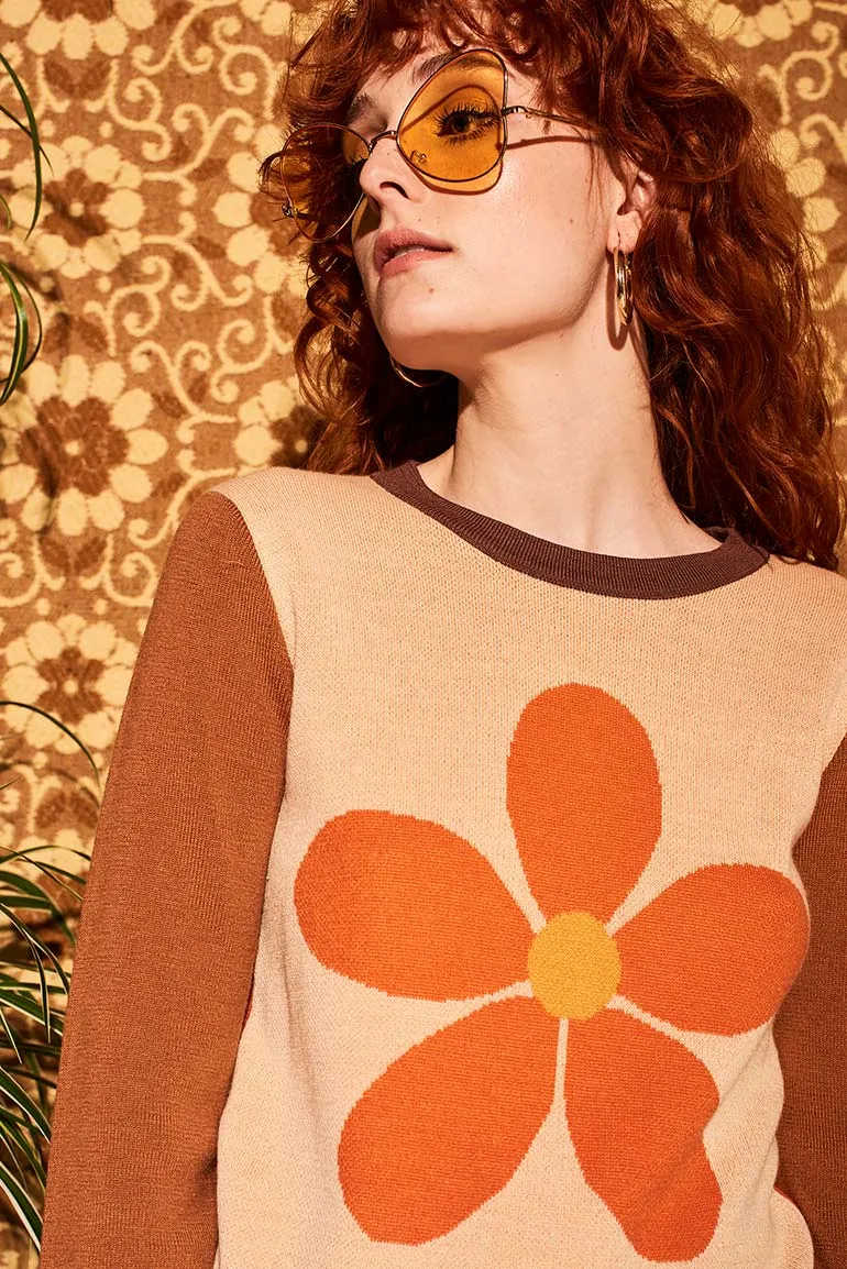 Flower In The Sun Retro Knit Jumper
