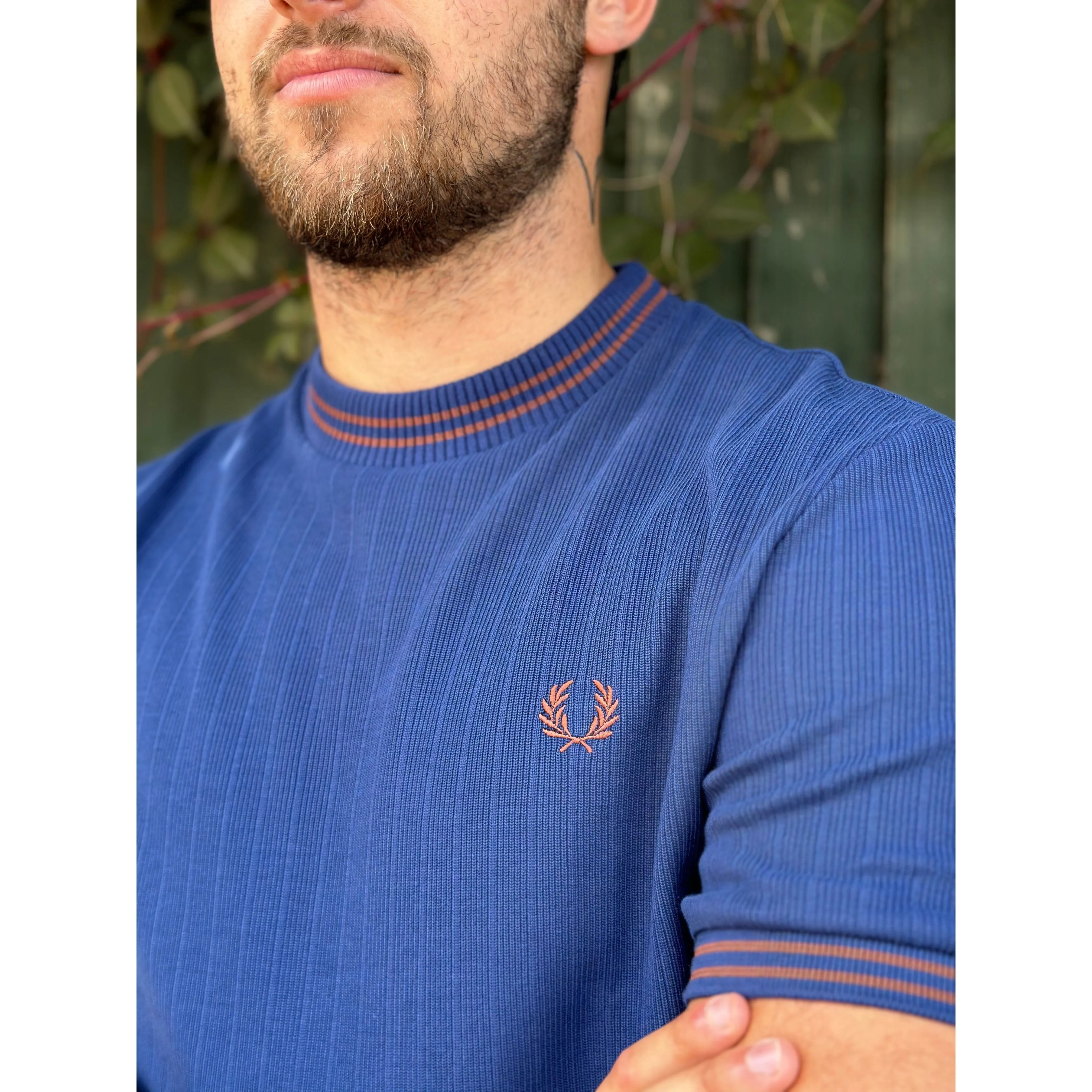 Fred Perry - M8679 Navy Ribbed Jersey - T-Shirt