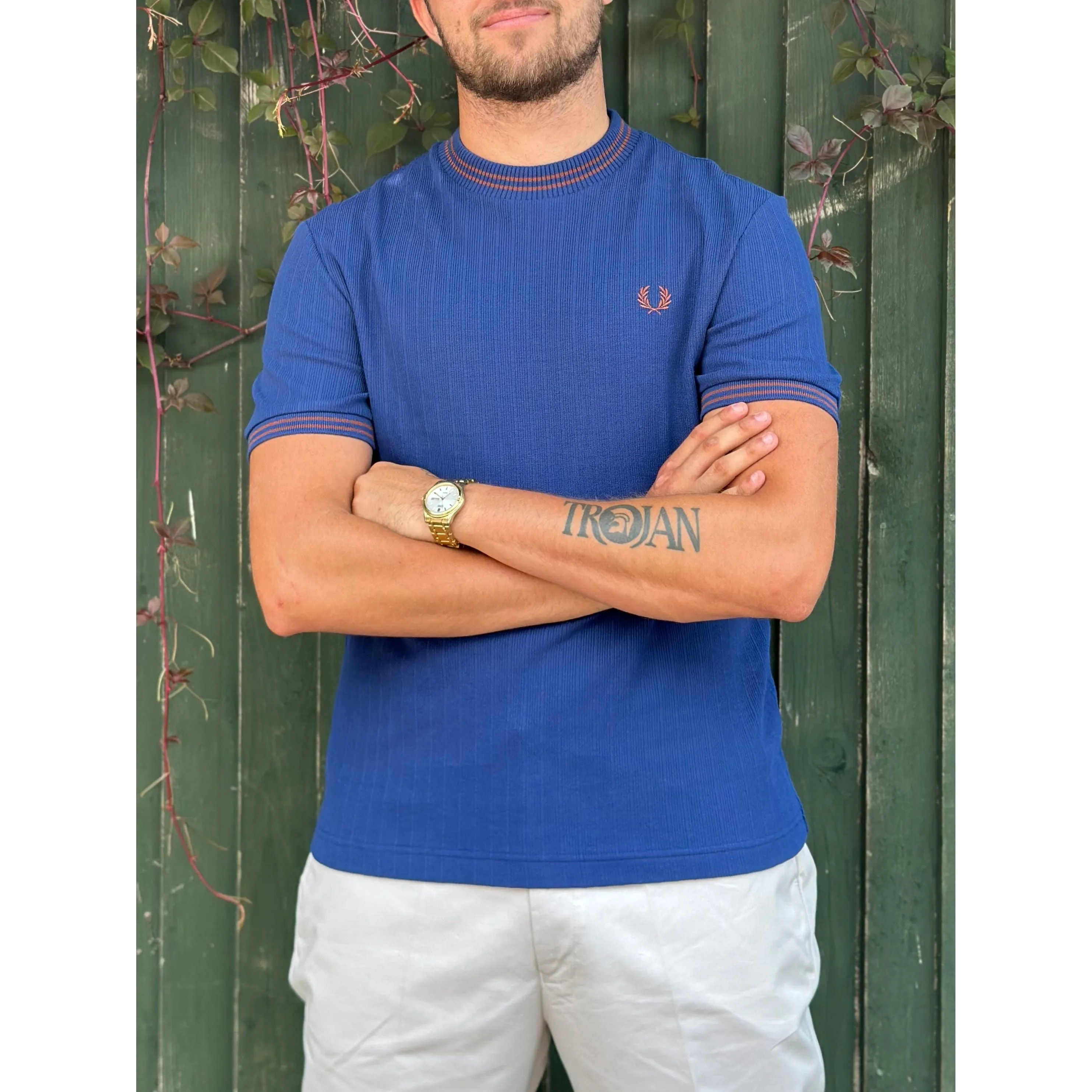 Fred Perry - M8679 Navy Ribbed Jersey - T-Shirt