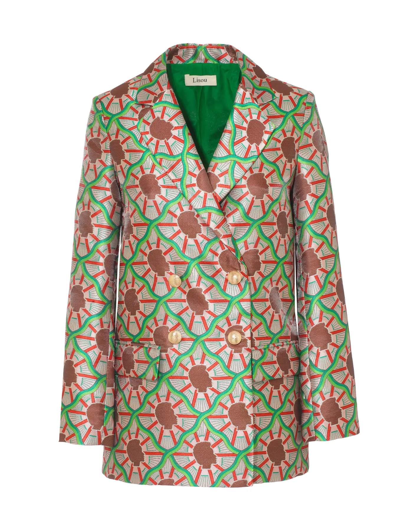 Freya Pink Portrait Print Silk Jacquard Jacket