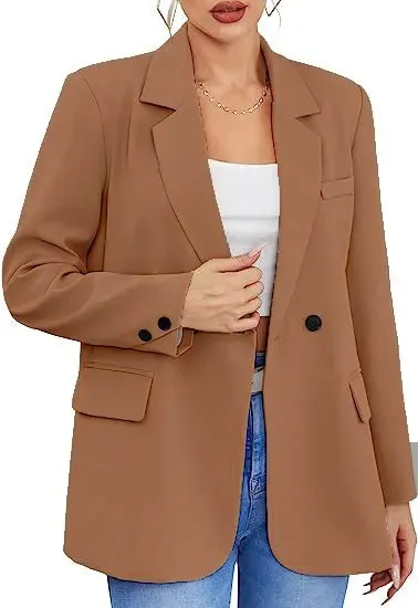 Getadme Blazer Single Breasted Long Sleeve Casual Solid Color Office Fashion Lady Lapel Simple Daily Streetwear Outerwear New