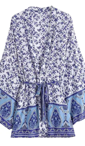 Handmade Bohemian Kimono, Bohemian Short Kimono, Beach Cover Up Kimono, Vintage Bohemian Kimono, Beach Dress Kimono, Boho Short Kimono